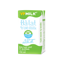 Sữa Tươi UHT ít đường VPMilk Đà Lạt True Milk - hộp 110ml (Thùng 24 hộp)