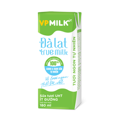Sữa Tươi Nguyên Chất UHT Đà Lạt True Milk ÍT ĐƯỜNG (110ml/180ml)