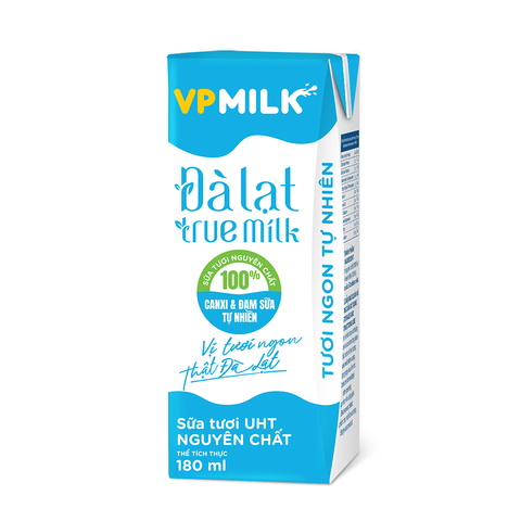 Sữa Tươi UHT Nguyên Chất VPMilk Đà Lạt True Milk 180ml