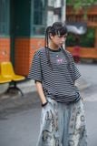  BIRDY STRIPE TEE/black 