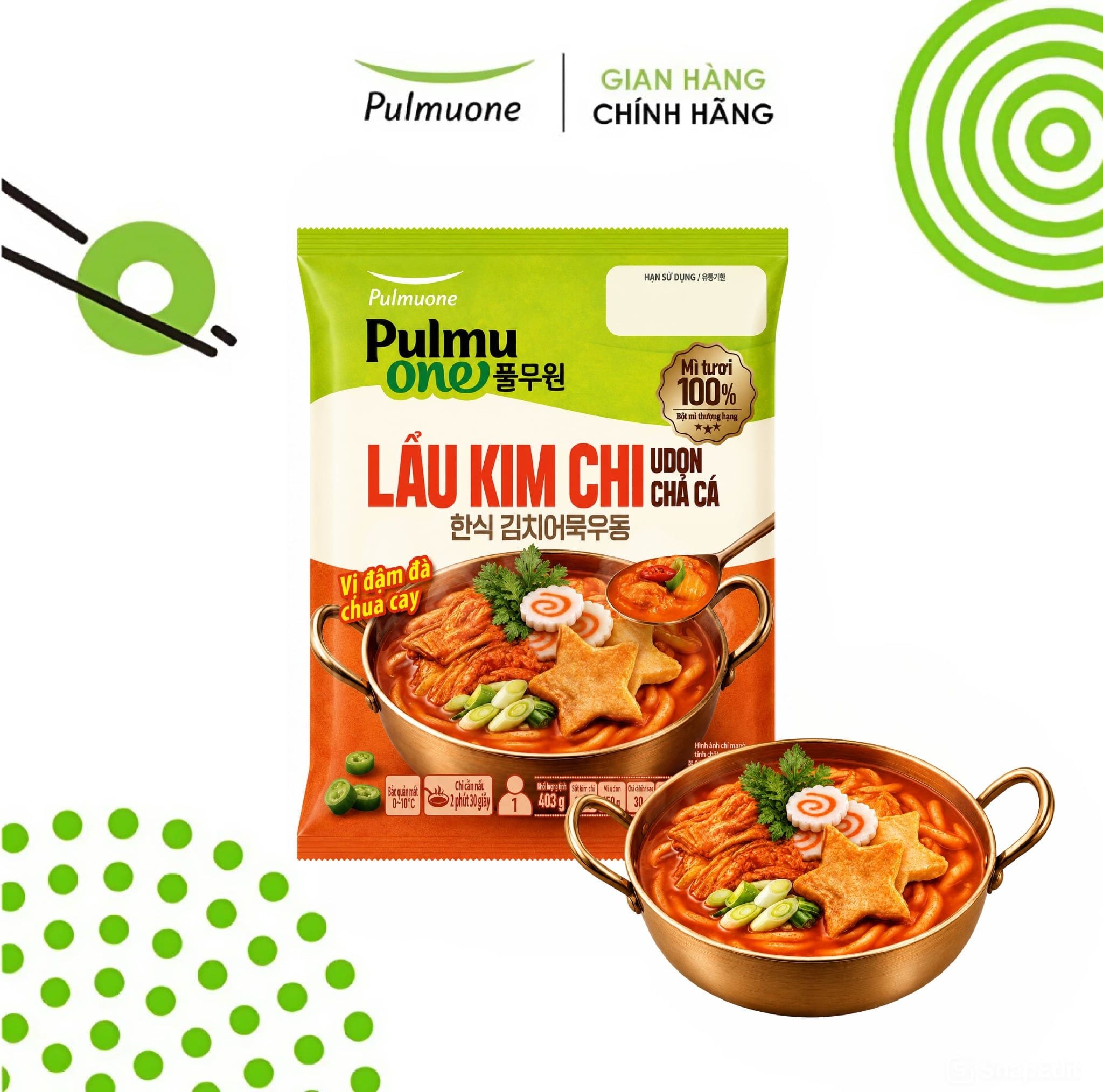  Mì Udon Lẩu Kim Chi Chả Cá Hàn Quốc (403g) 