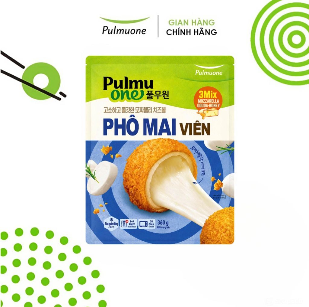  Phô mai viên Mozzarella gói 10 viên mới Pulmuone 360g 