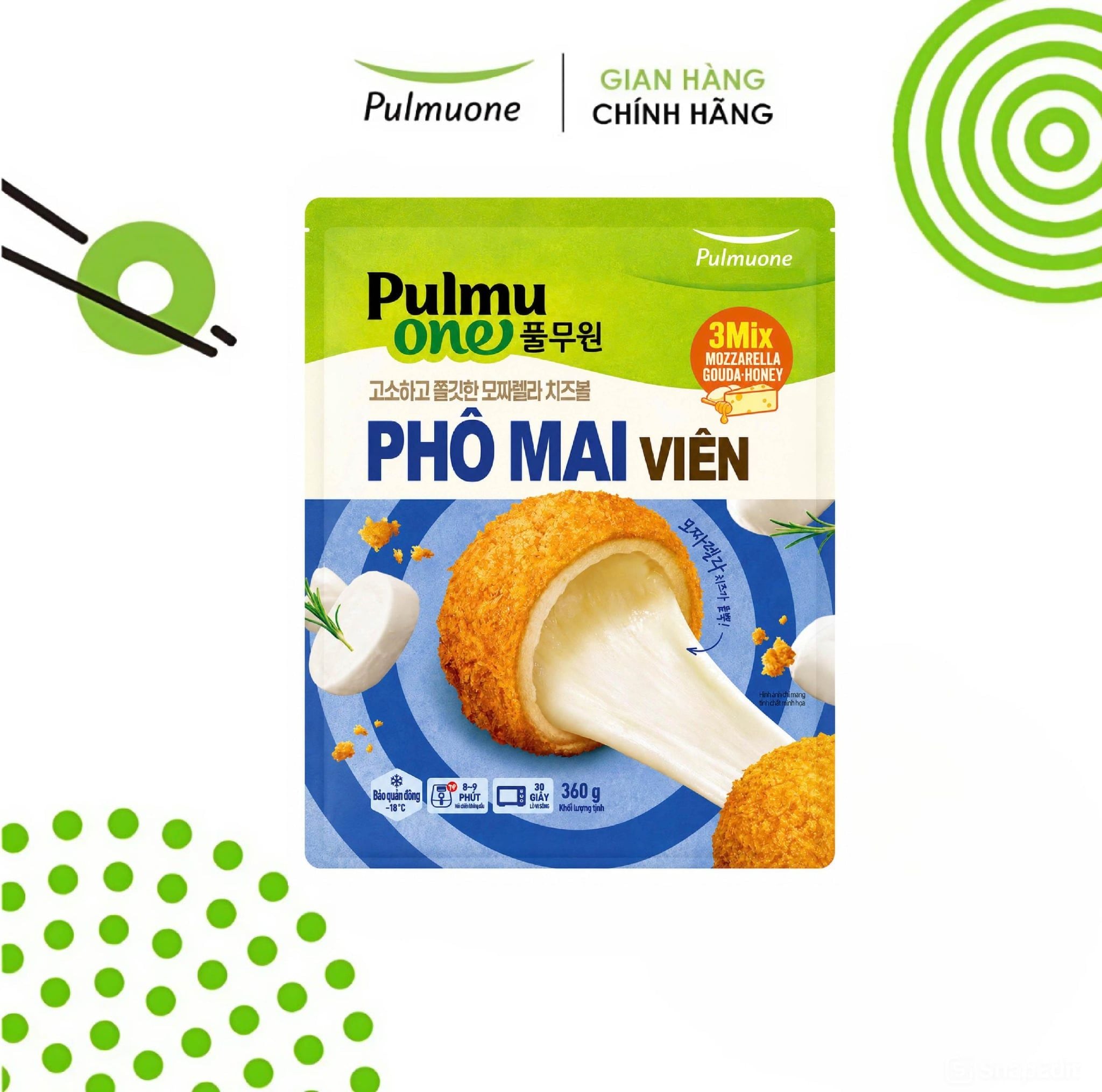  Phô mai viên Mozzarella gói 10 viên mới Pulmuone 360g 