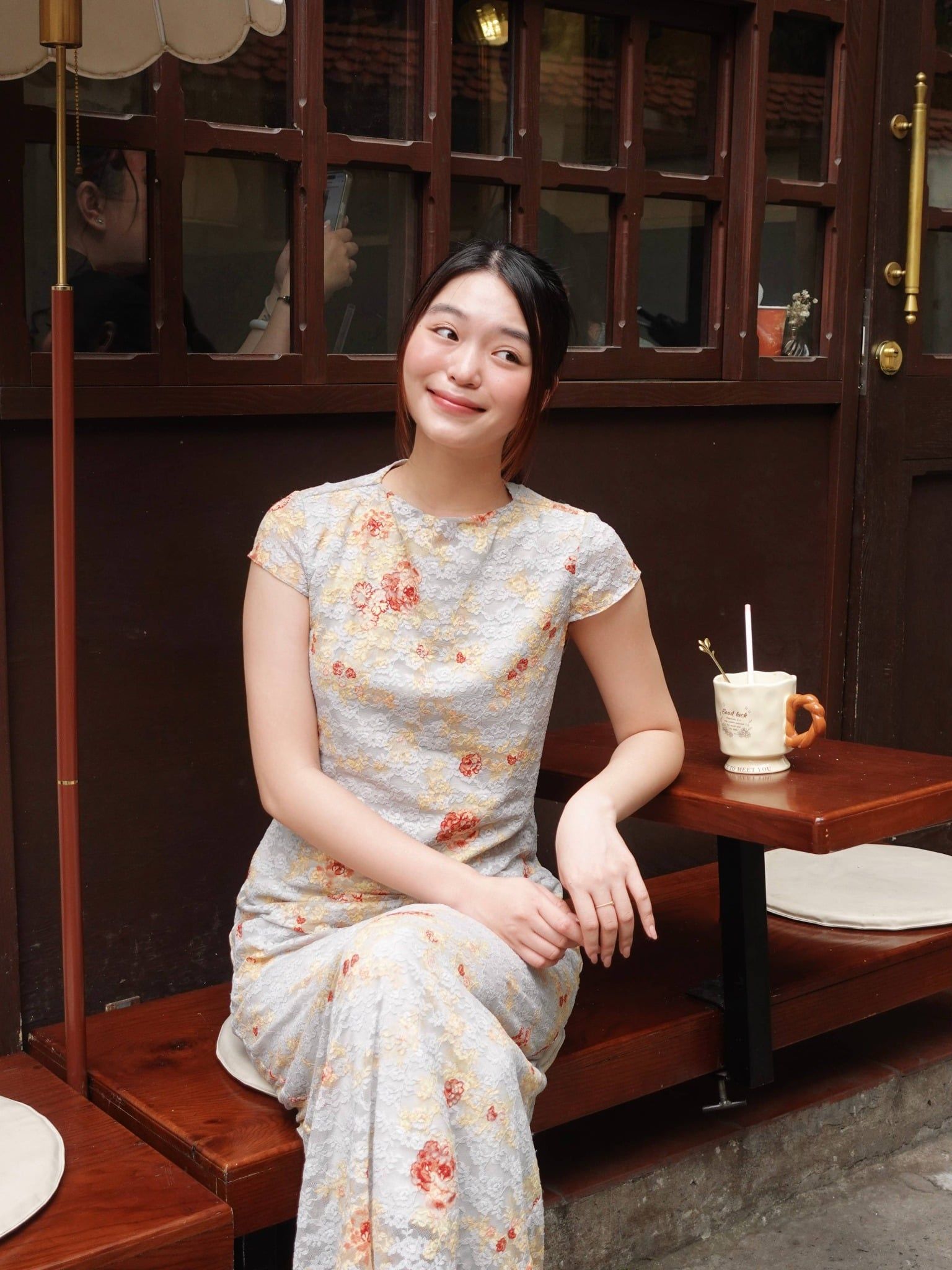  Đầm lụa ren hoa | Mauve Silk mesh dress 