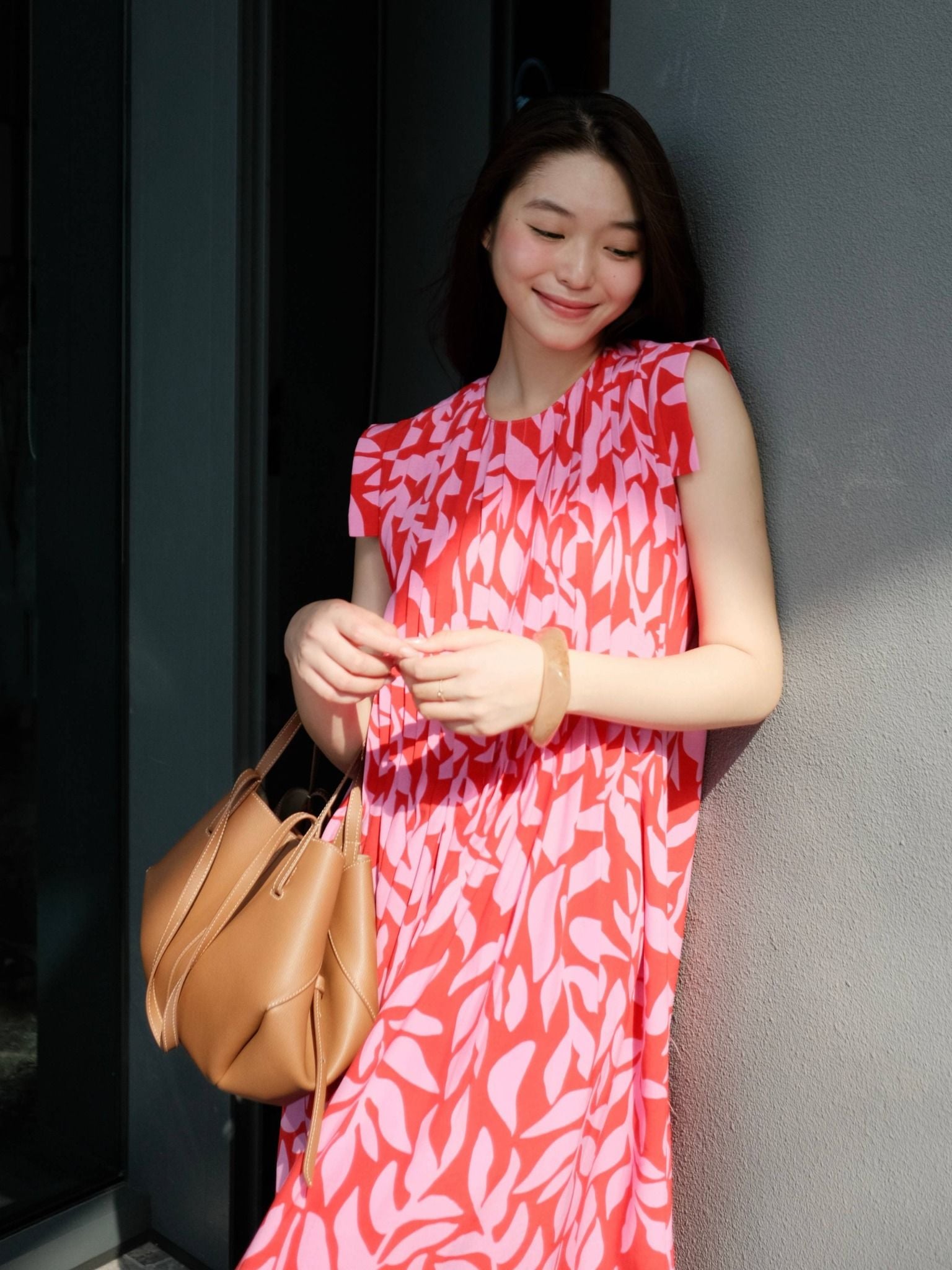  Đầm hoạ tiết xếp ly | Mauve Pattern dress 