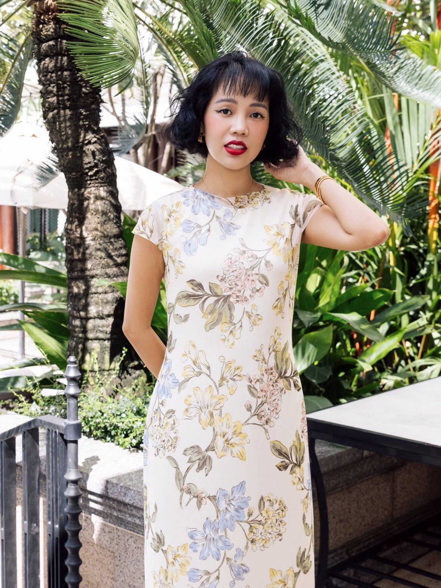  Đầm lụa ren hoa | Mauve Silk mesh dress 