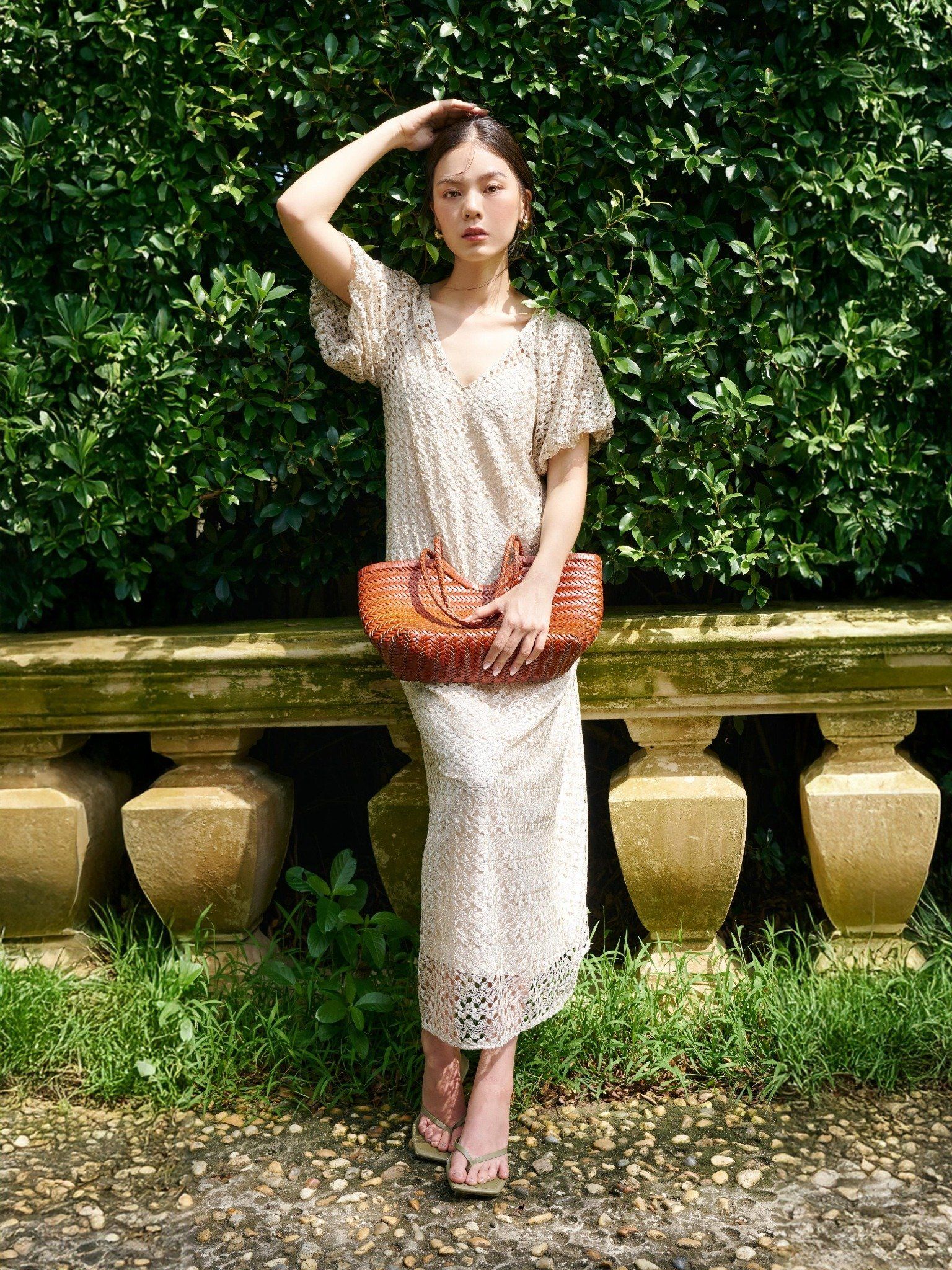  Đầm maxi ren tay bí | Mauve Lace dress 