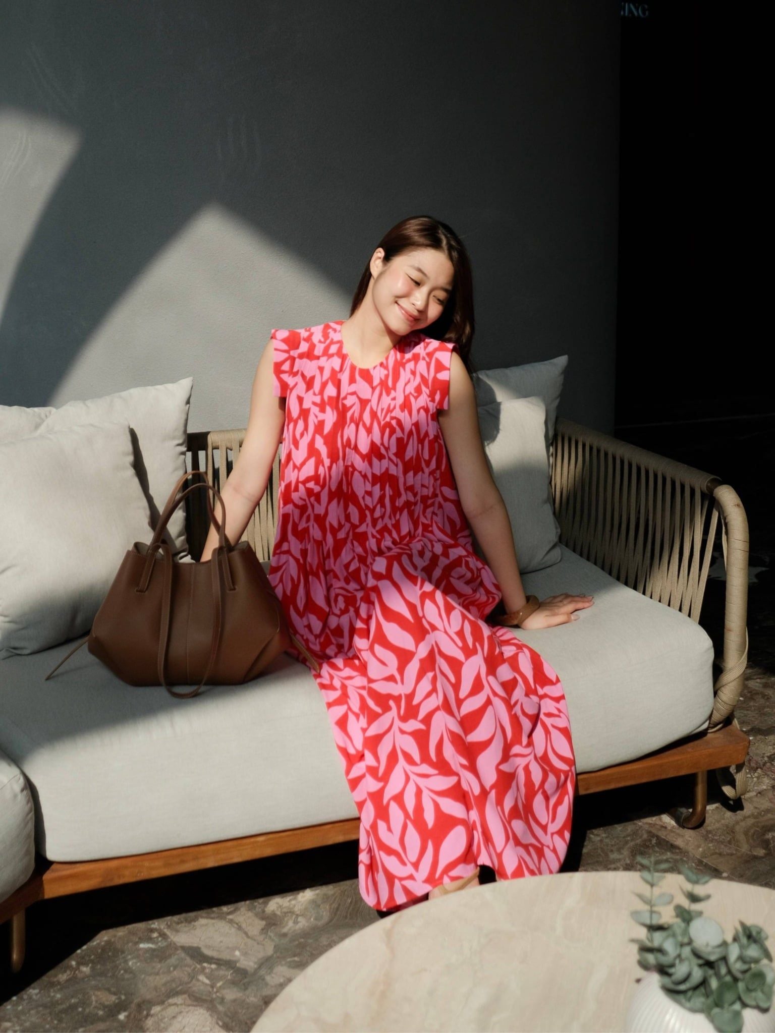  Đầm hoạ tiết xếp ly | Mauve Pattern dress 