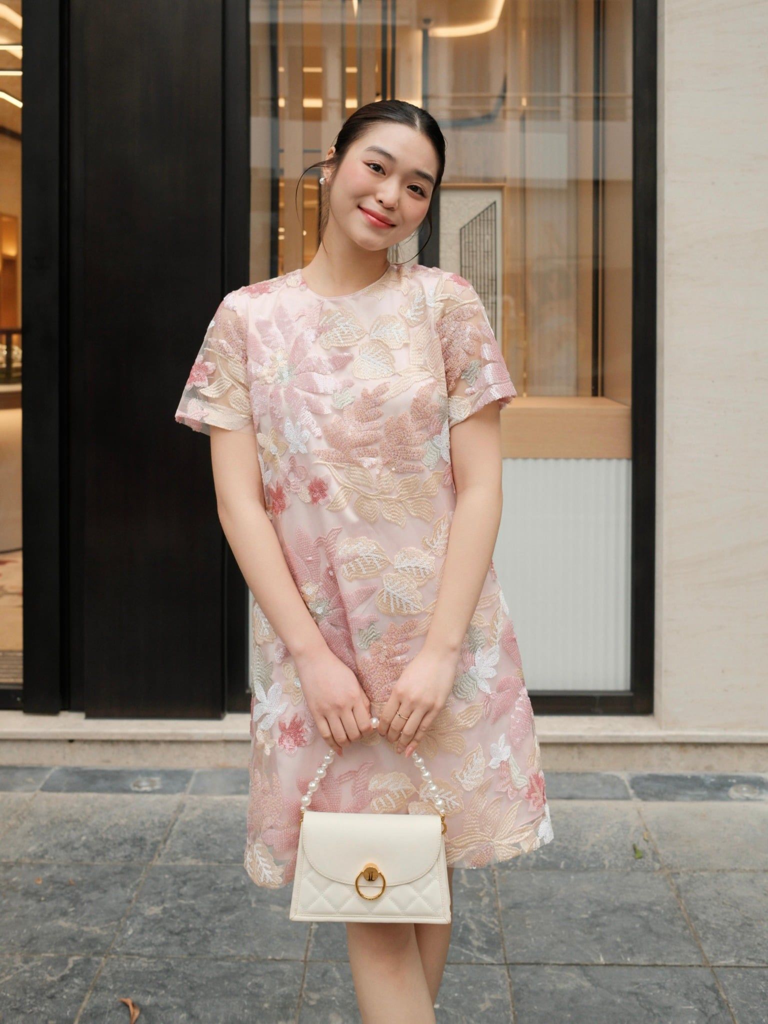  Đầm thêu kim sa 3D | Mauve Bloom dress 