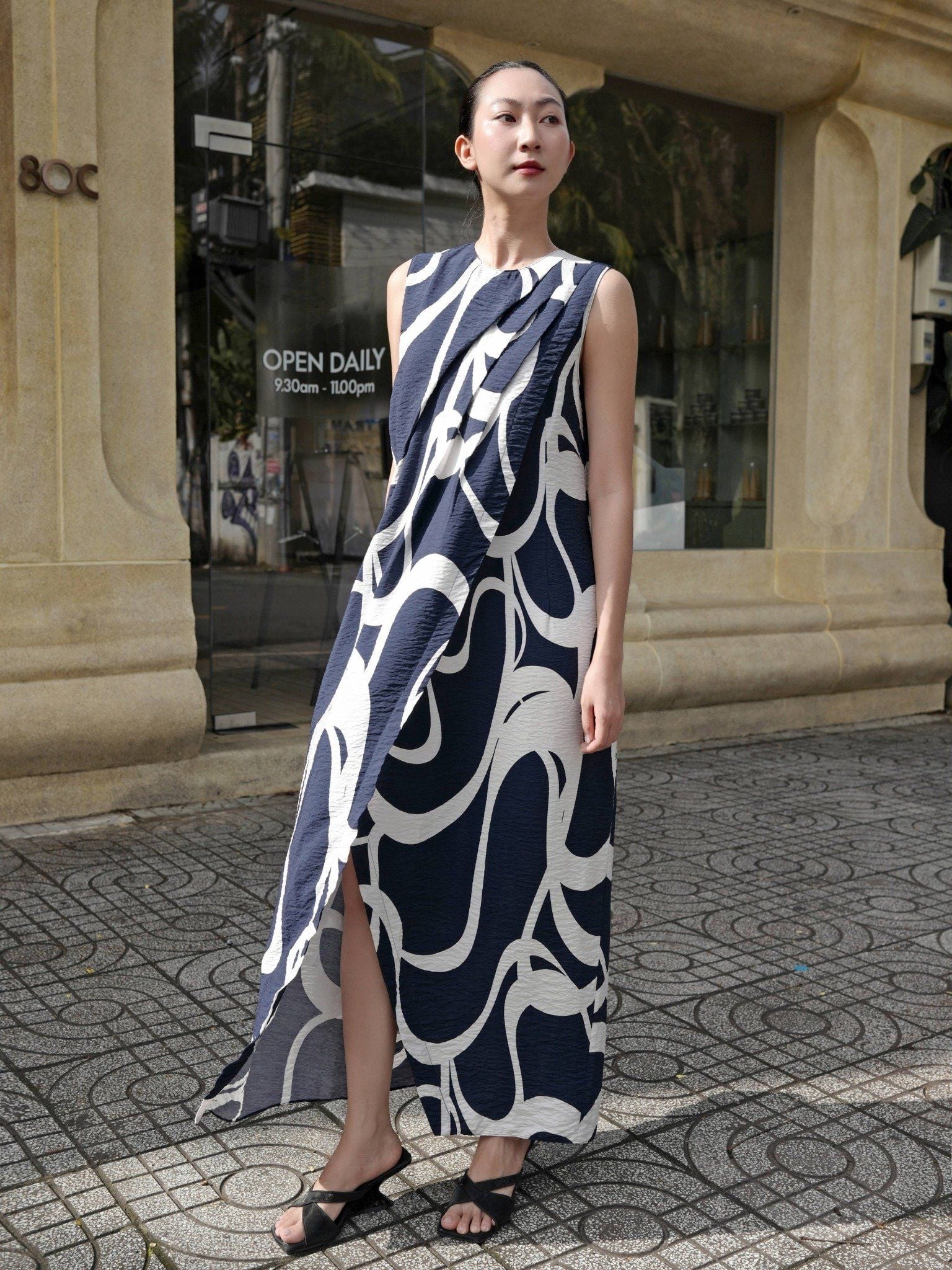  Đầm hoạ tiết vạt đắp chéo | Mauve Printed Midi dress 