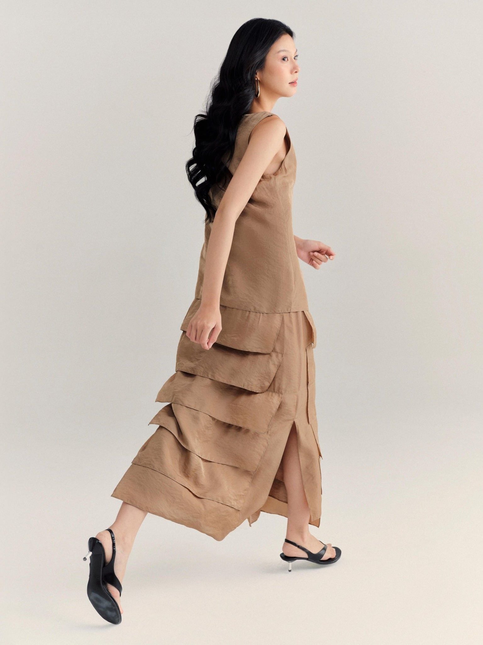  Đầm lụa tùng bậc thang | Mauve Terraced dress 