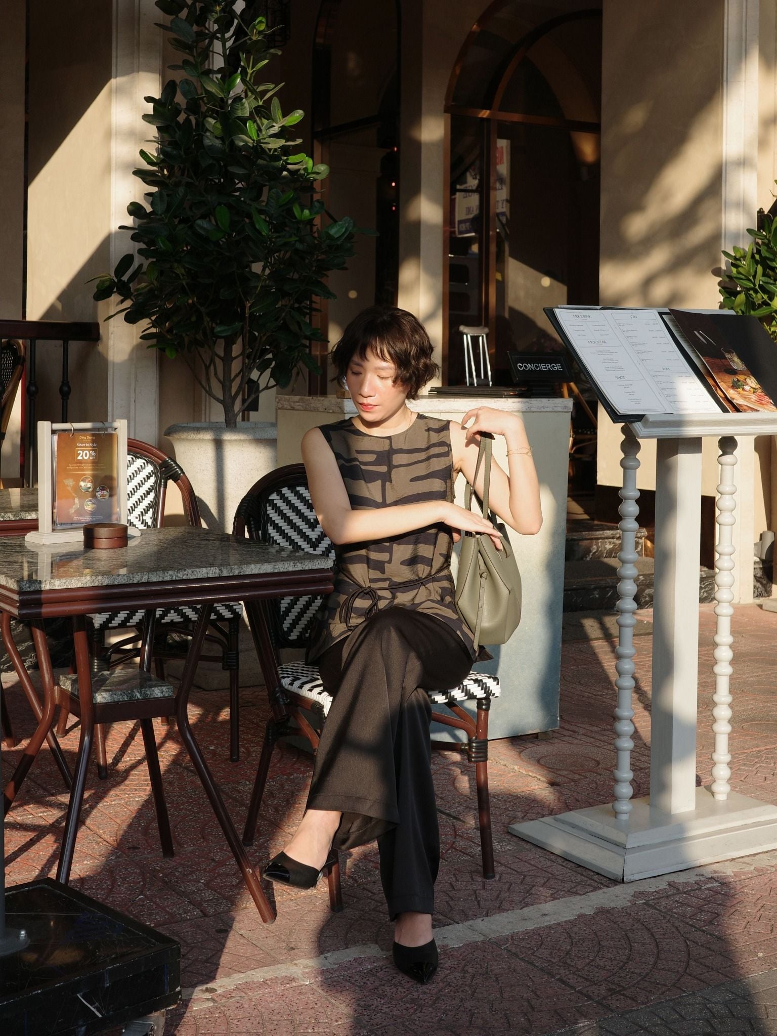  Áo họa tiết thắt eo | Mauve Daily Tie Top 