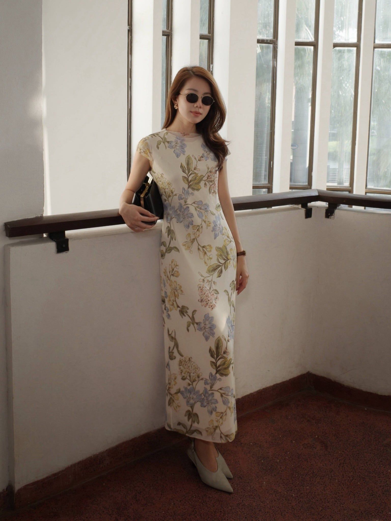  Đầm lụa ren hoa | Mauve Silk mesh dress 