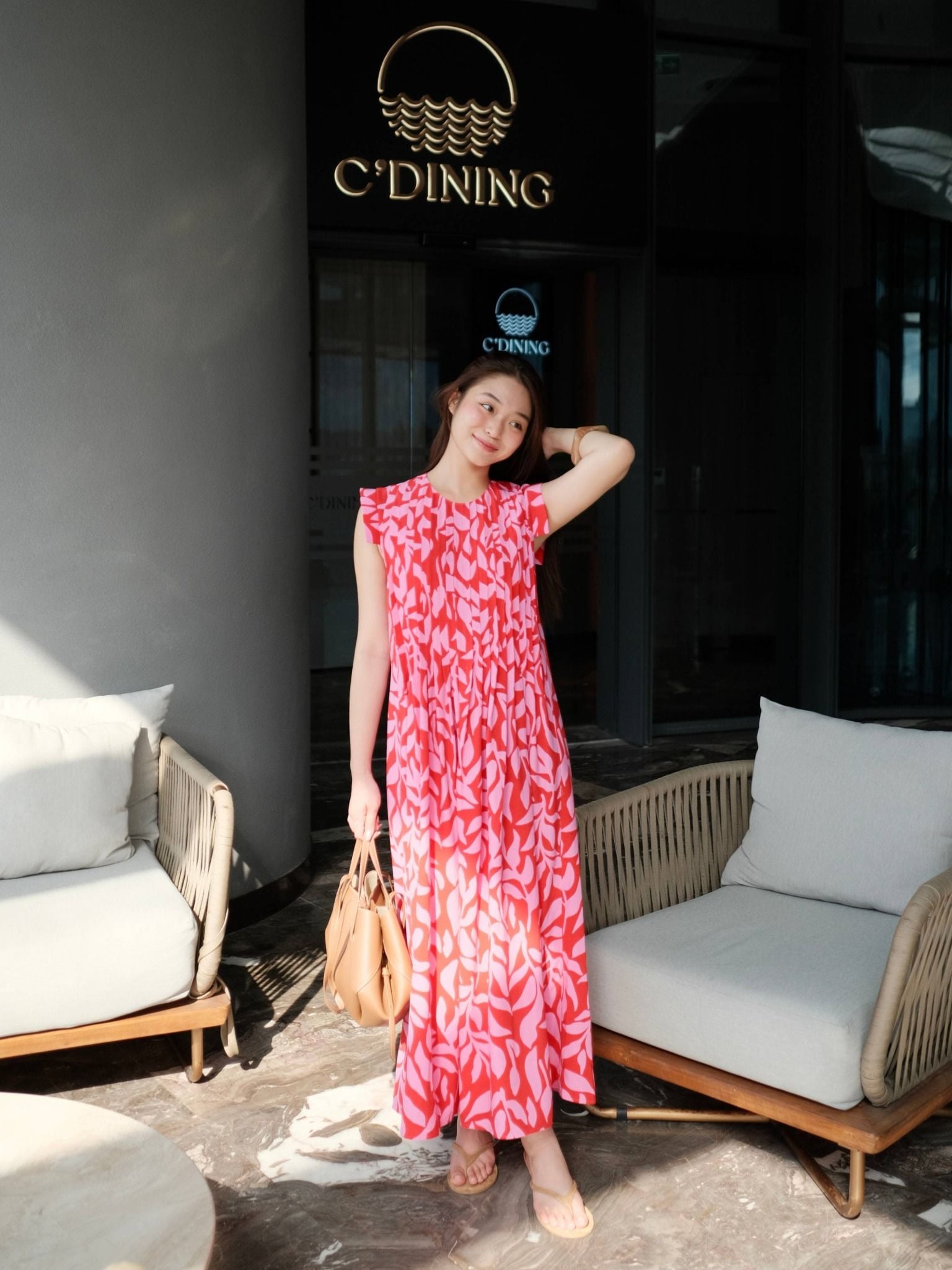  Đầm hoạ tiết xếp ly | Mauve Pattern dress 