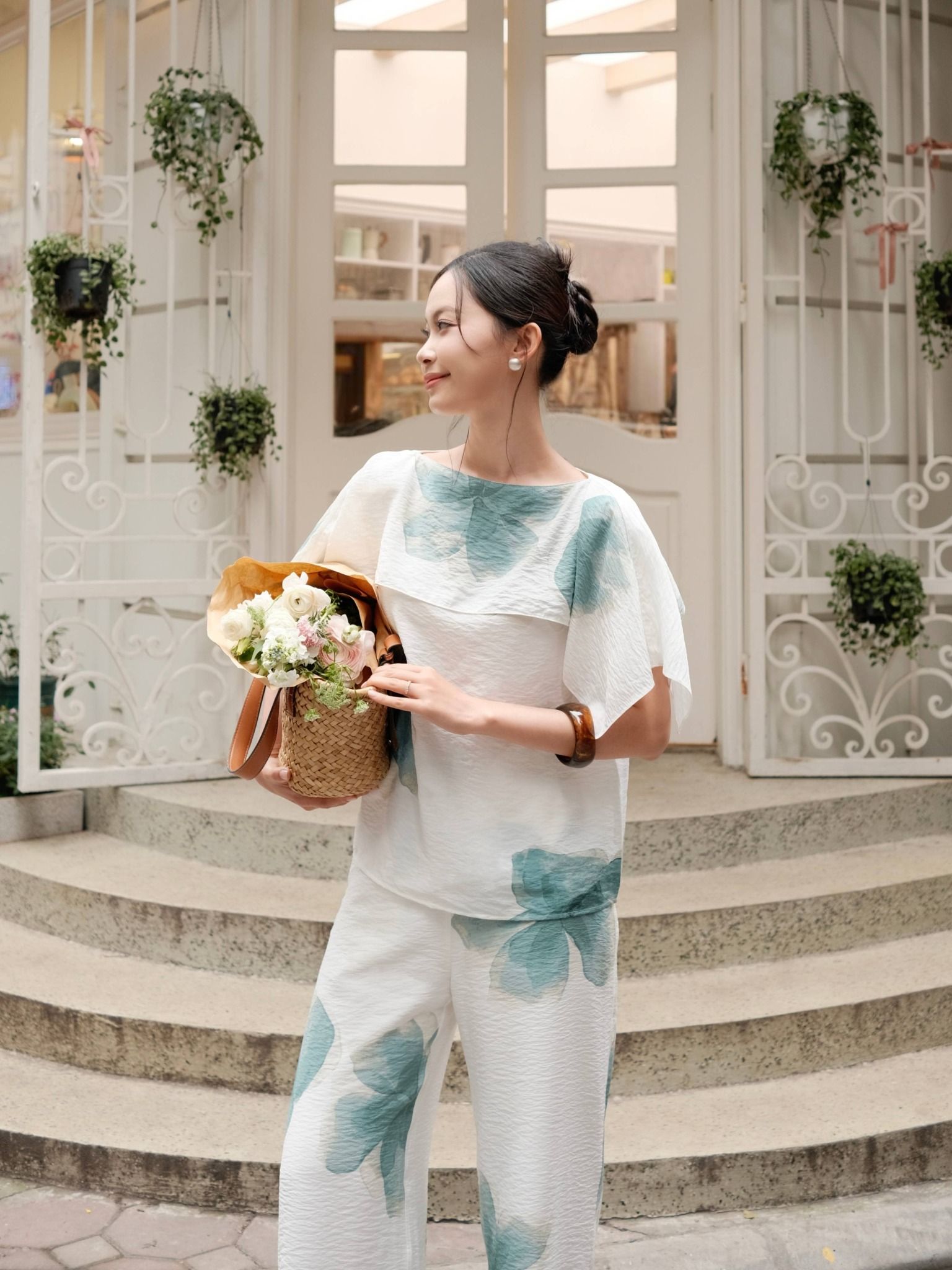 Quần ống suông hoa | Mauve Country pants 