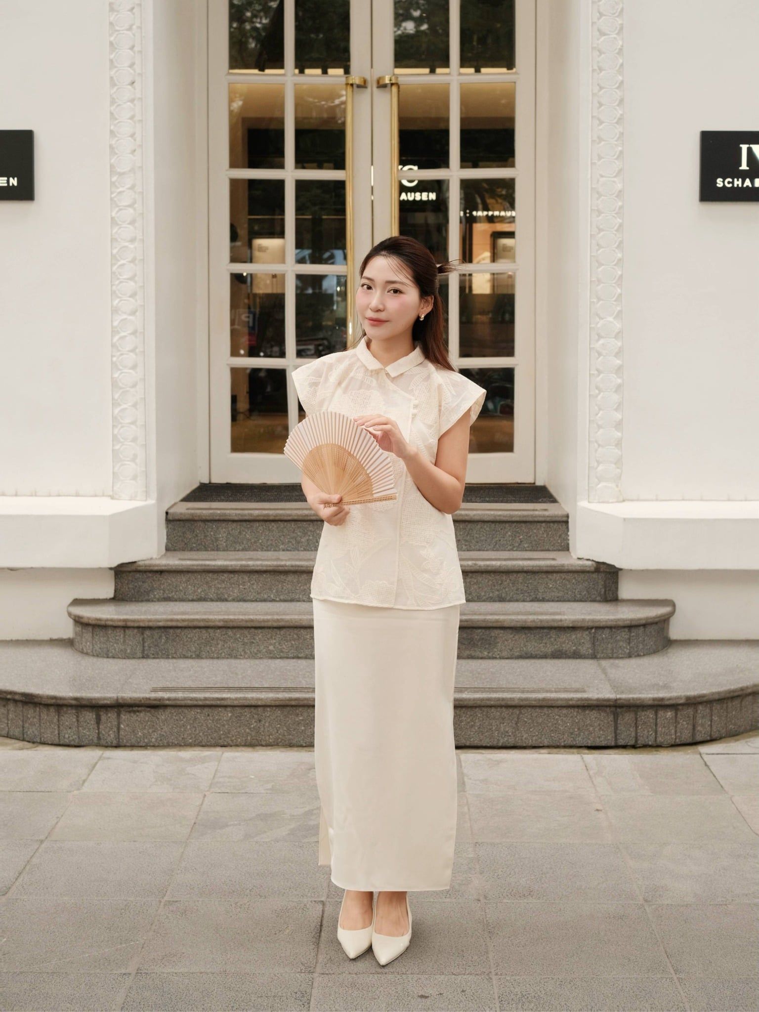  Set đầm lụa phối áo voan thêu | Mauve Lunar set 