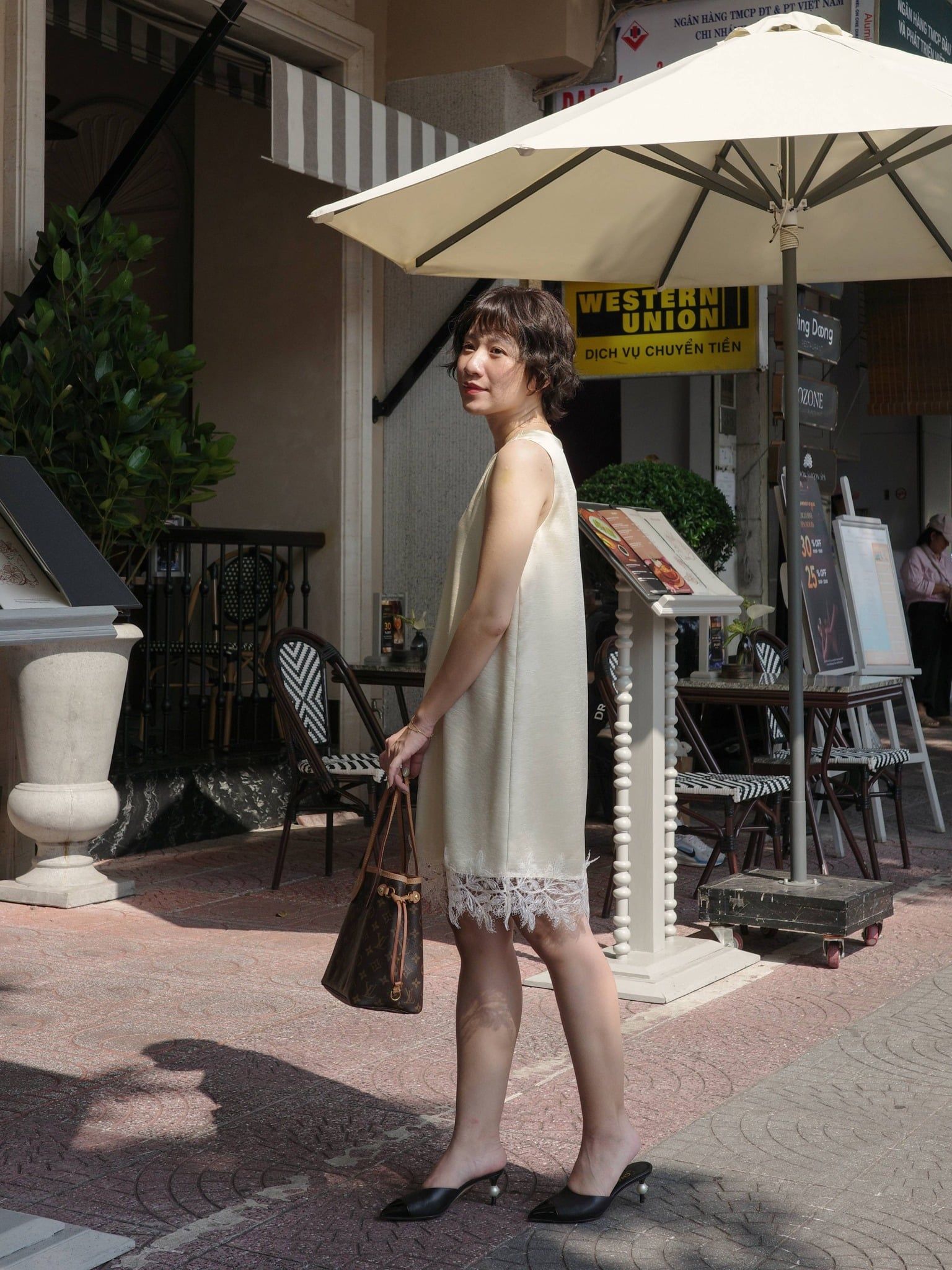 Đầm lụa phối ren | Mauve Satin Lace dress 