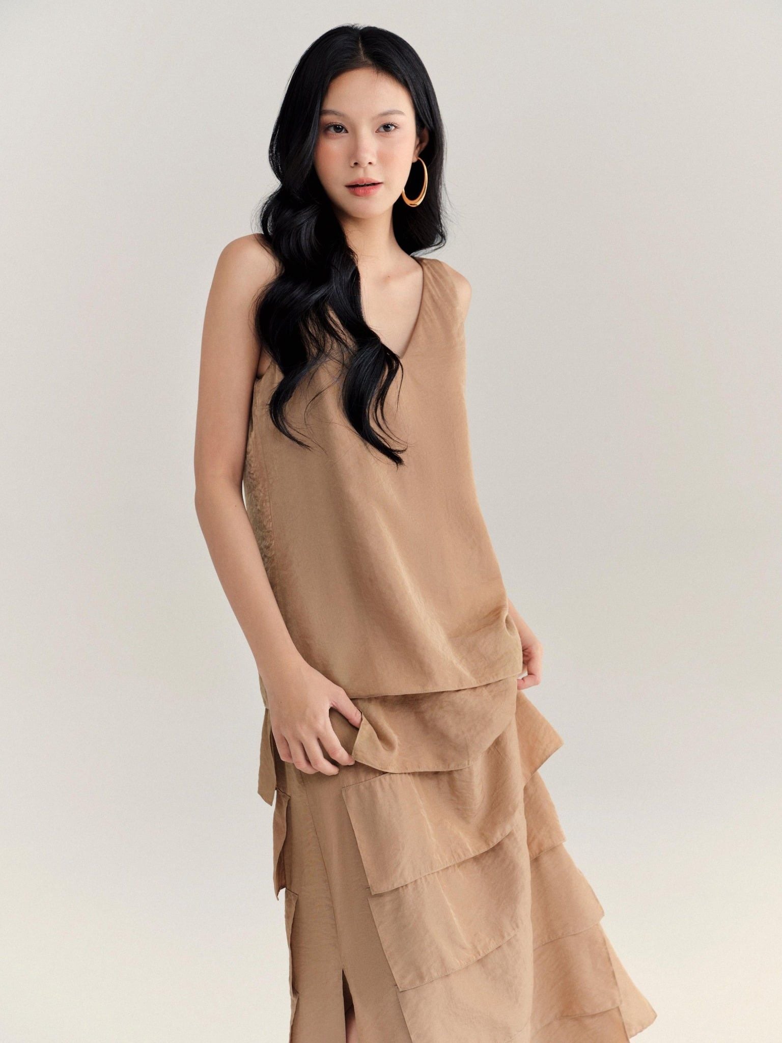  Đầm lụa tùng bậc thang | Mauve Terraced dress 