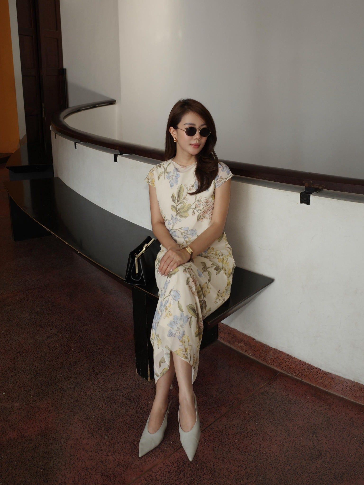  Đầm lụa phối lưới hoa | Mauve Silk Mesh dress 