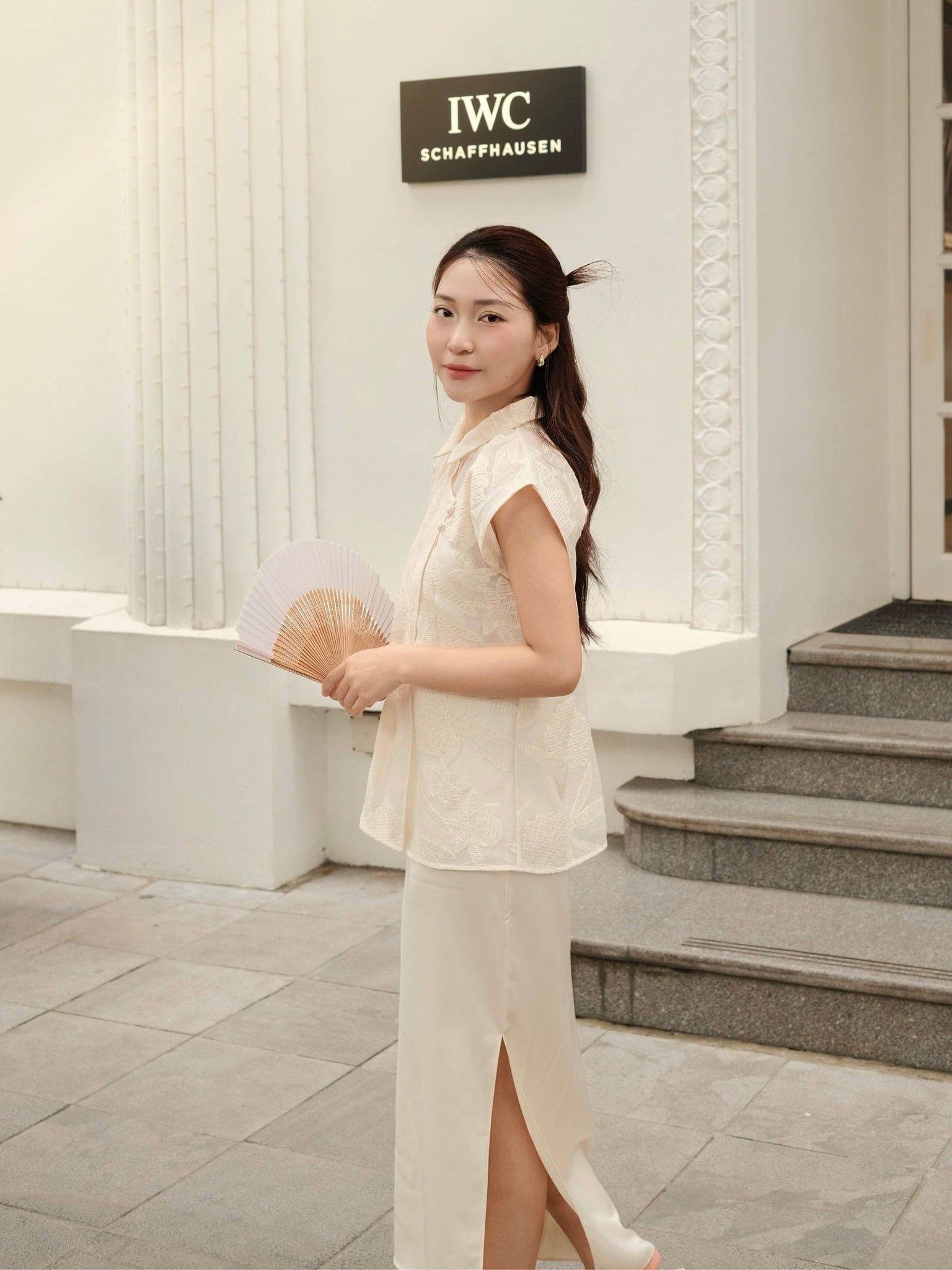  Set đầm lụa phối áo voan thêu | Mauve Lunar set 