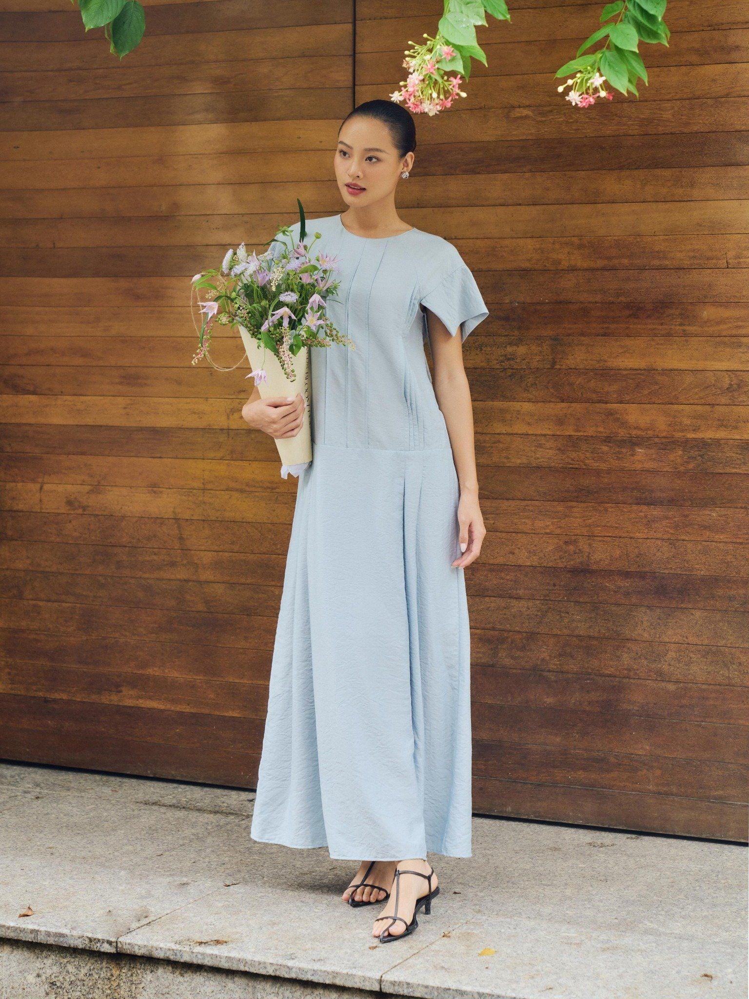  Đầm xếp ly tay rơi tự do | Mauve Pleated dress 