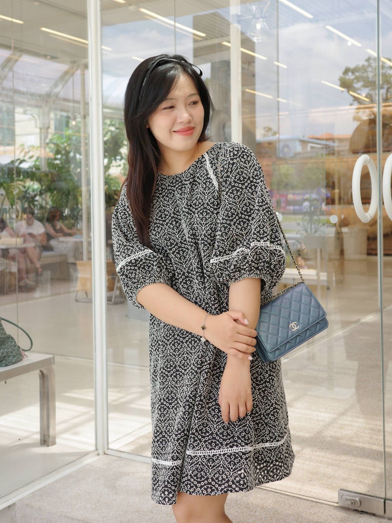  Đầm cotton thêu tay bồng | Mauve Embroidered Cotton dress 