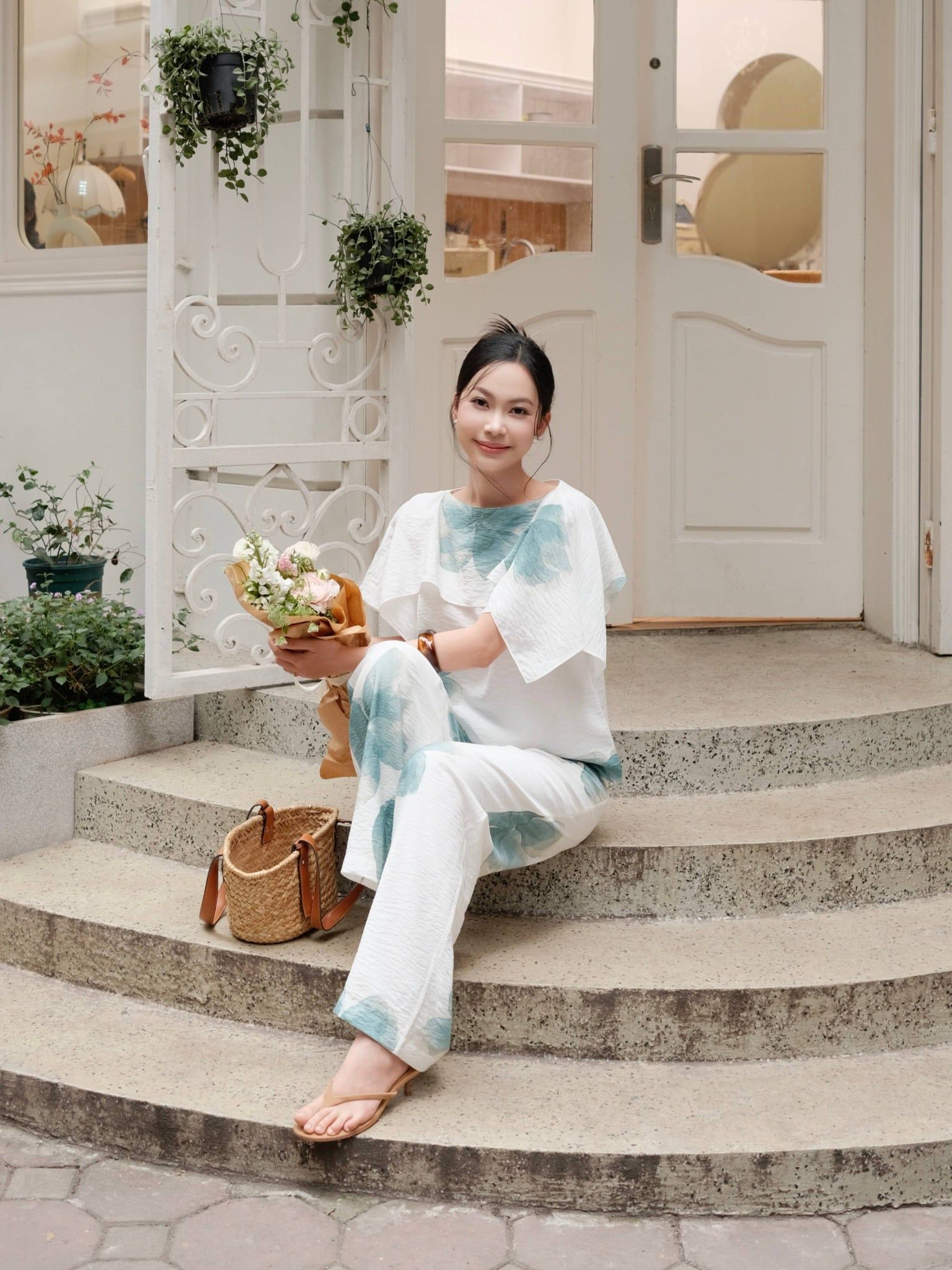  Quần ống suông hoa | Mauve Country pants 