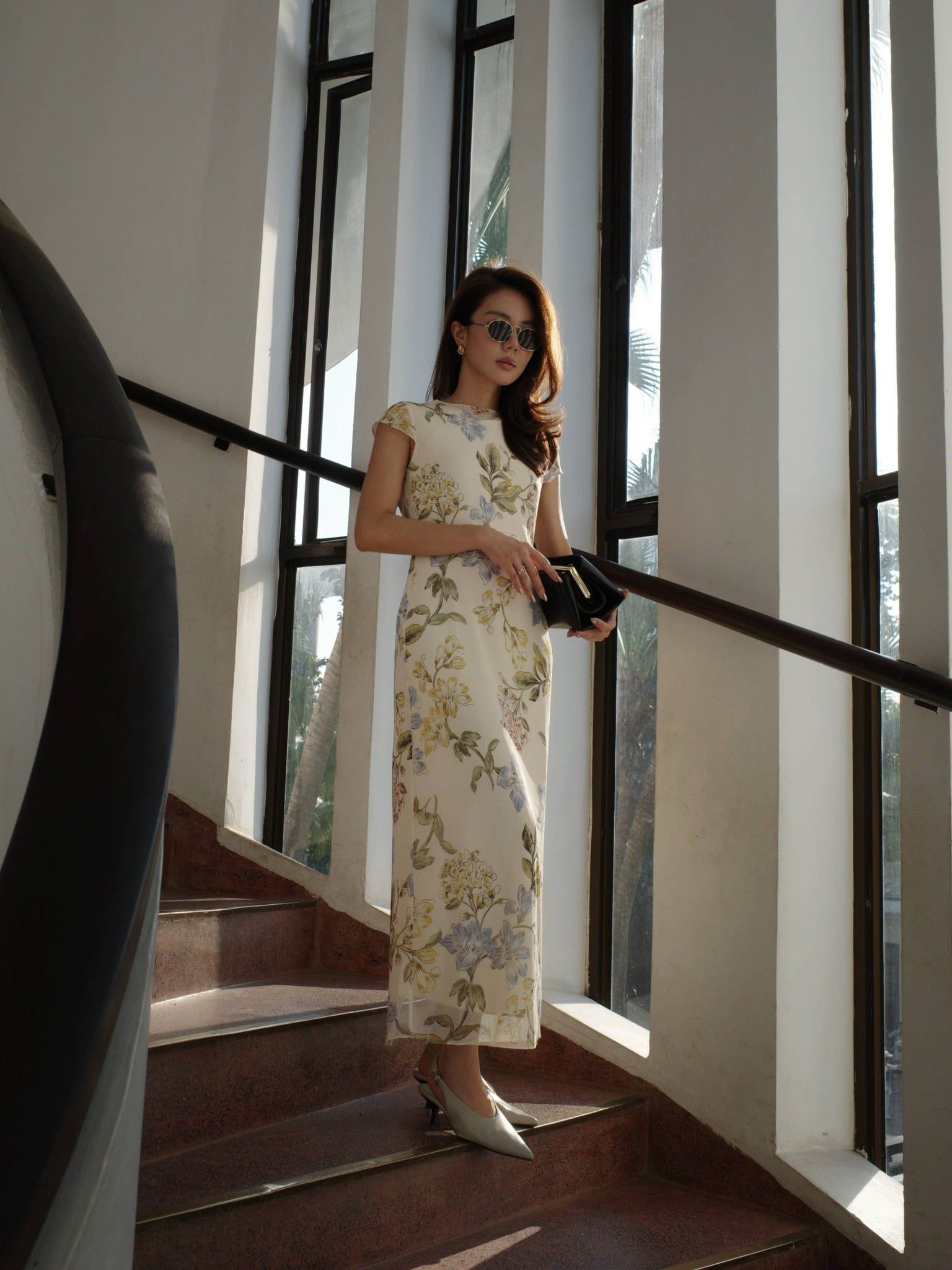  Đầm lụa ren hoa | Mauve Silk mesh dress 