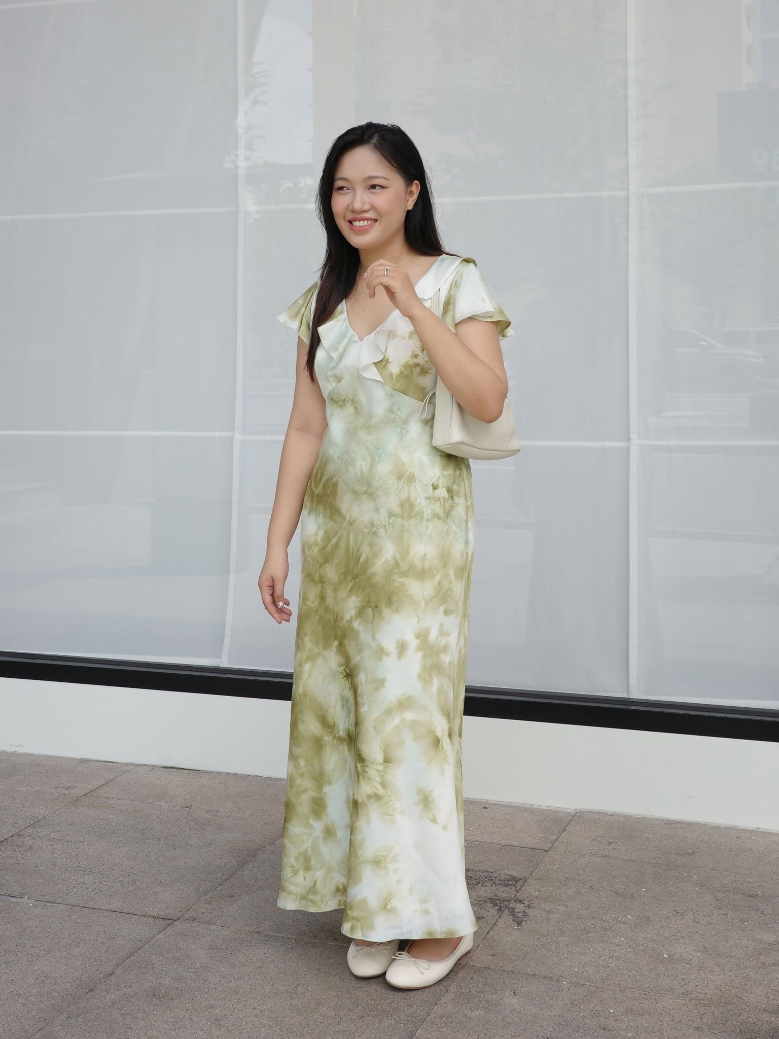  Đầm Lục phối bèo | Mauve Sage dress 