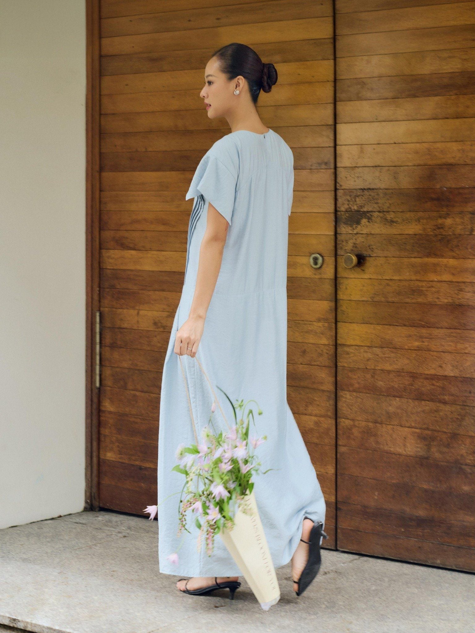  Đầm xếp ly tay rơi tự do | Mauve Pleated dress 