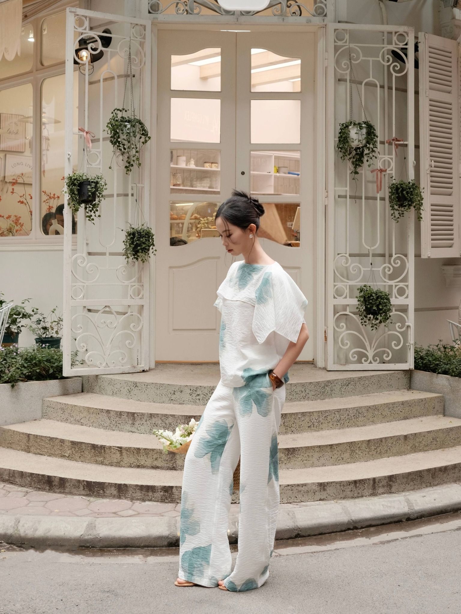  Quần ống suông hoa | Mauve Country pants 