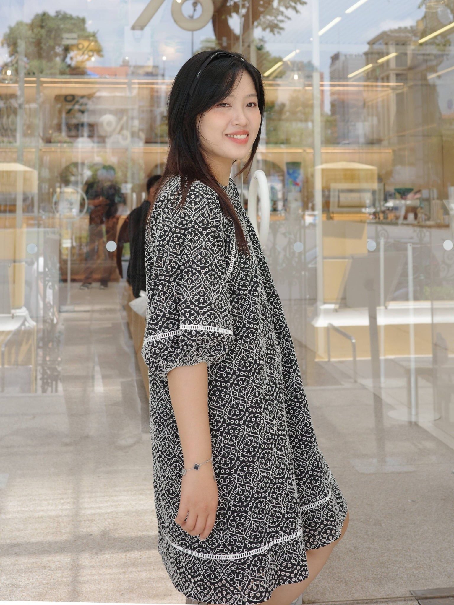  Đầm cotton thêu tay bồng | Mauve Embroidered Cotton dress 