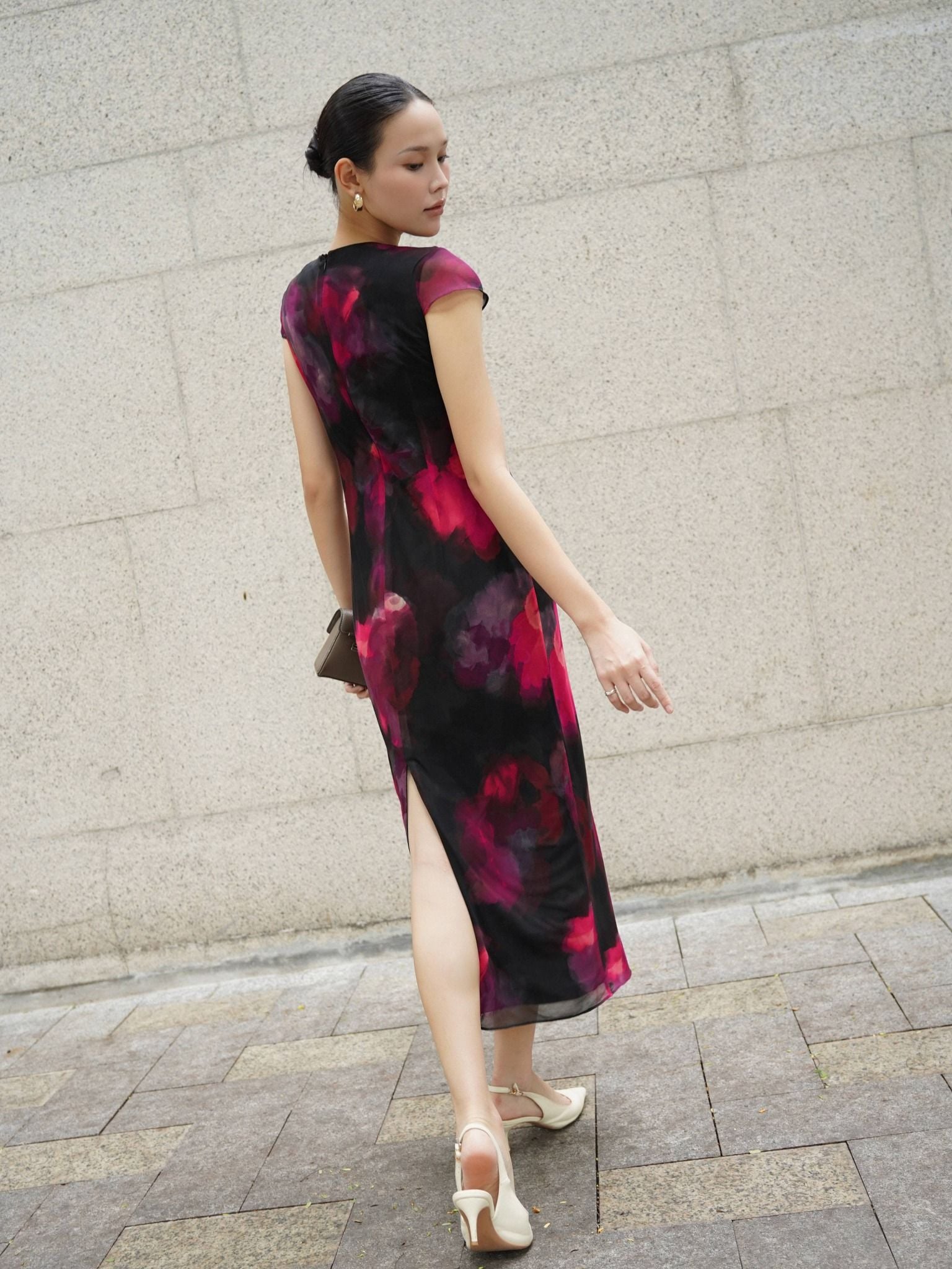  Đầm lụa ren hoa | Mauve Silk mesh dress 