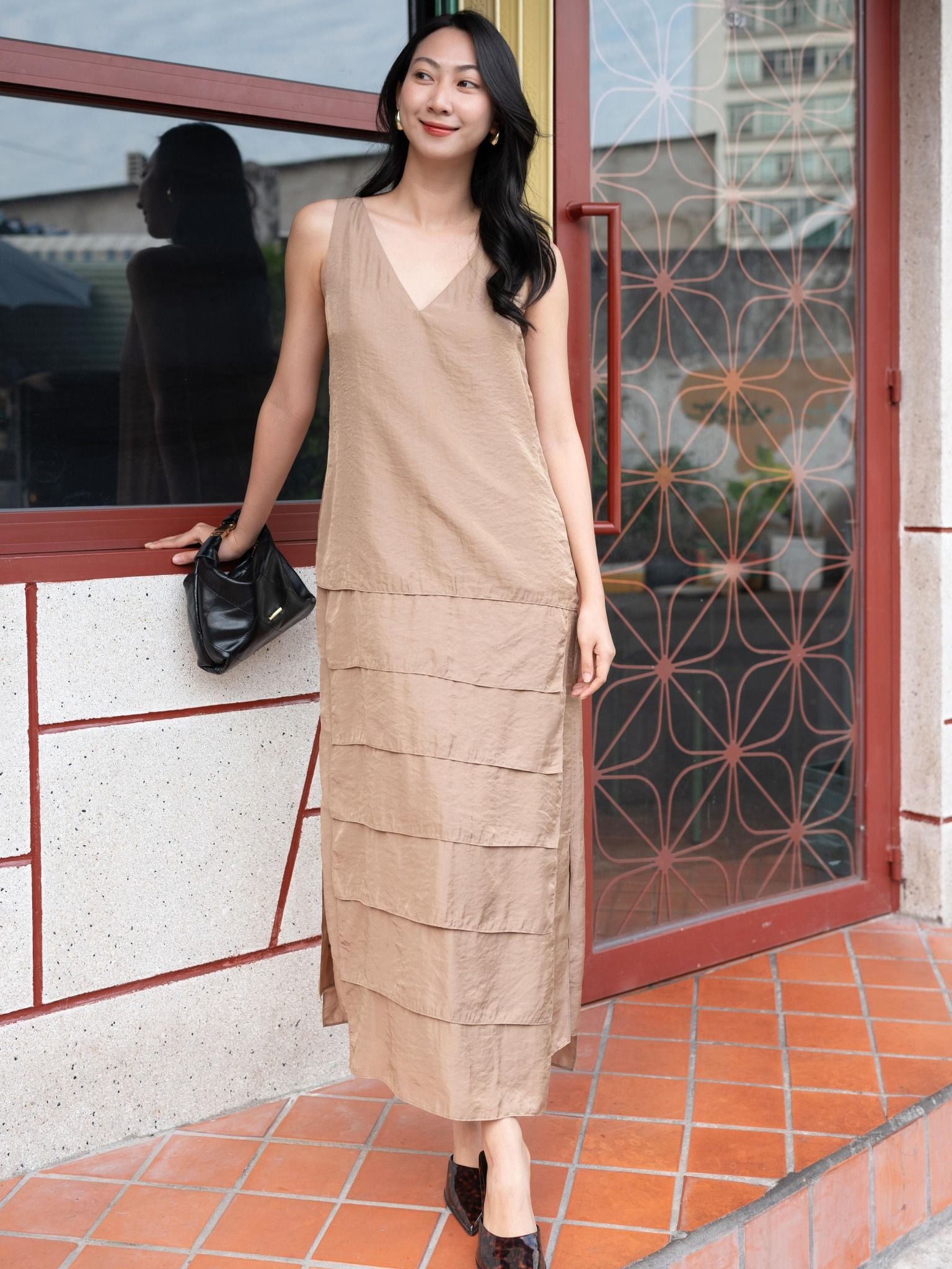  Đầm lụa tùng bậc thang | Mauve Terraced dress 