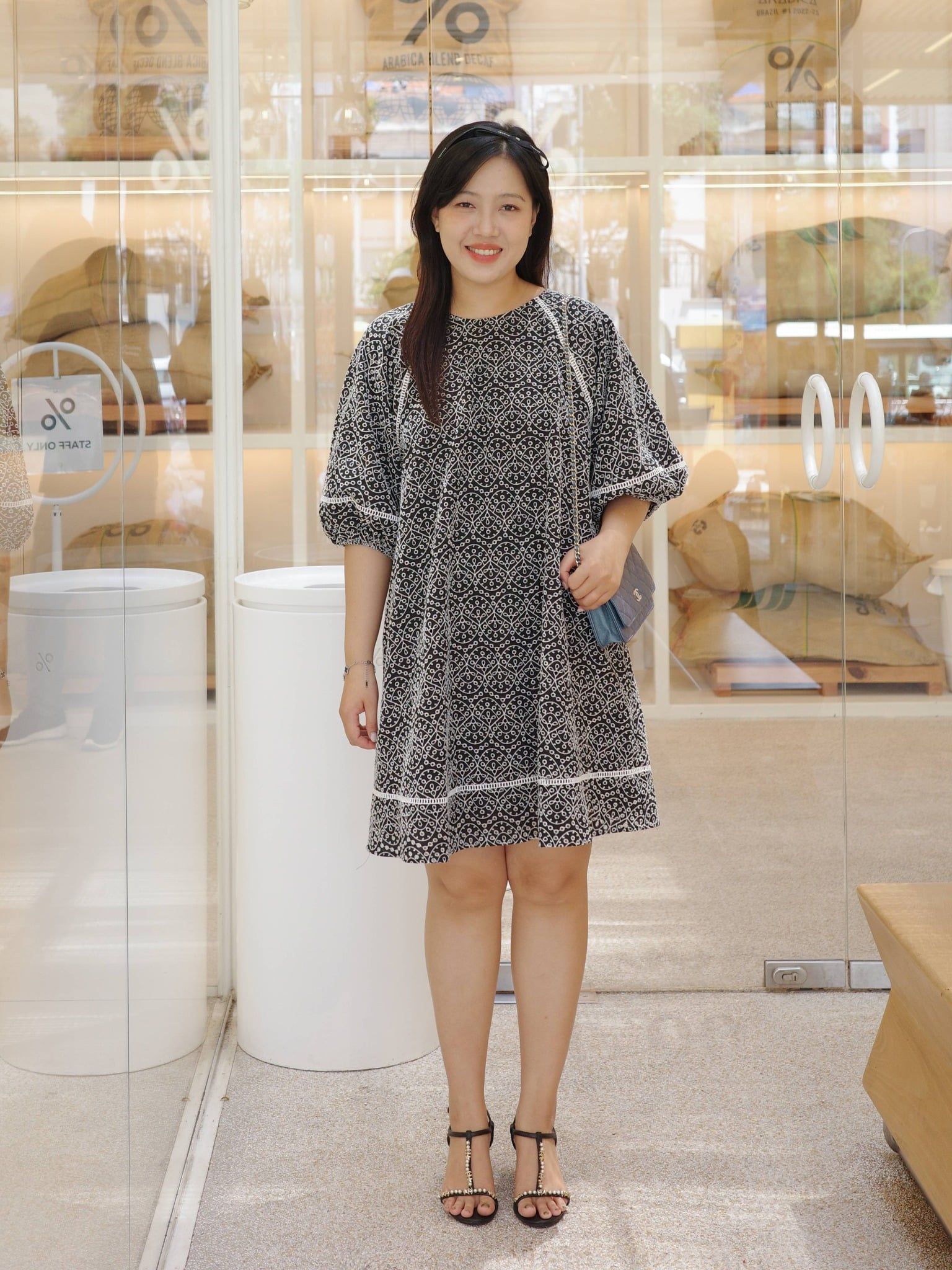  Đầm cotton thêu tay bồng | Mauve Embroidered Cotton dress 