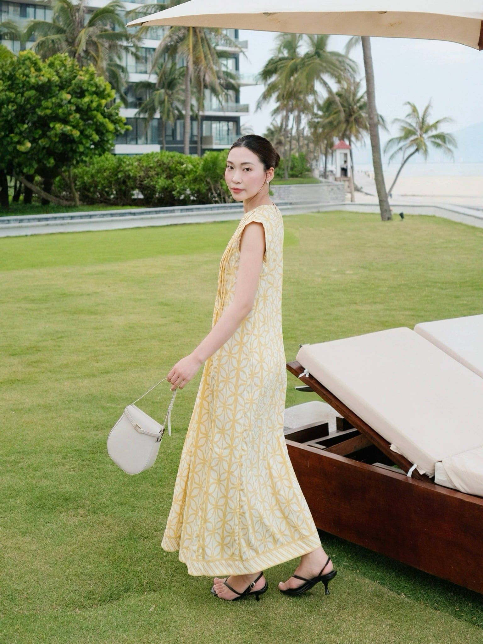  Đầm hoạ tiết xếp ly | Mauve Pattern dress 