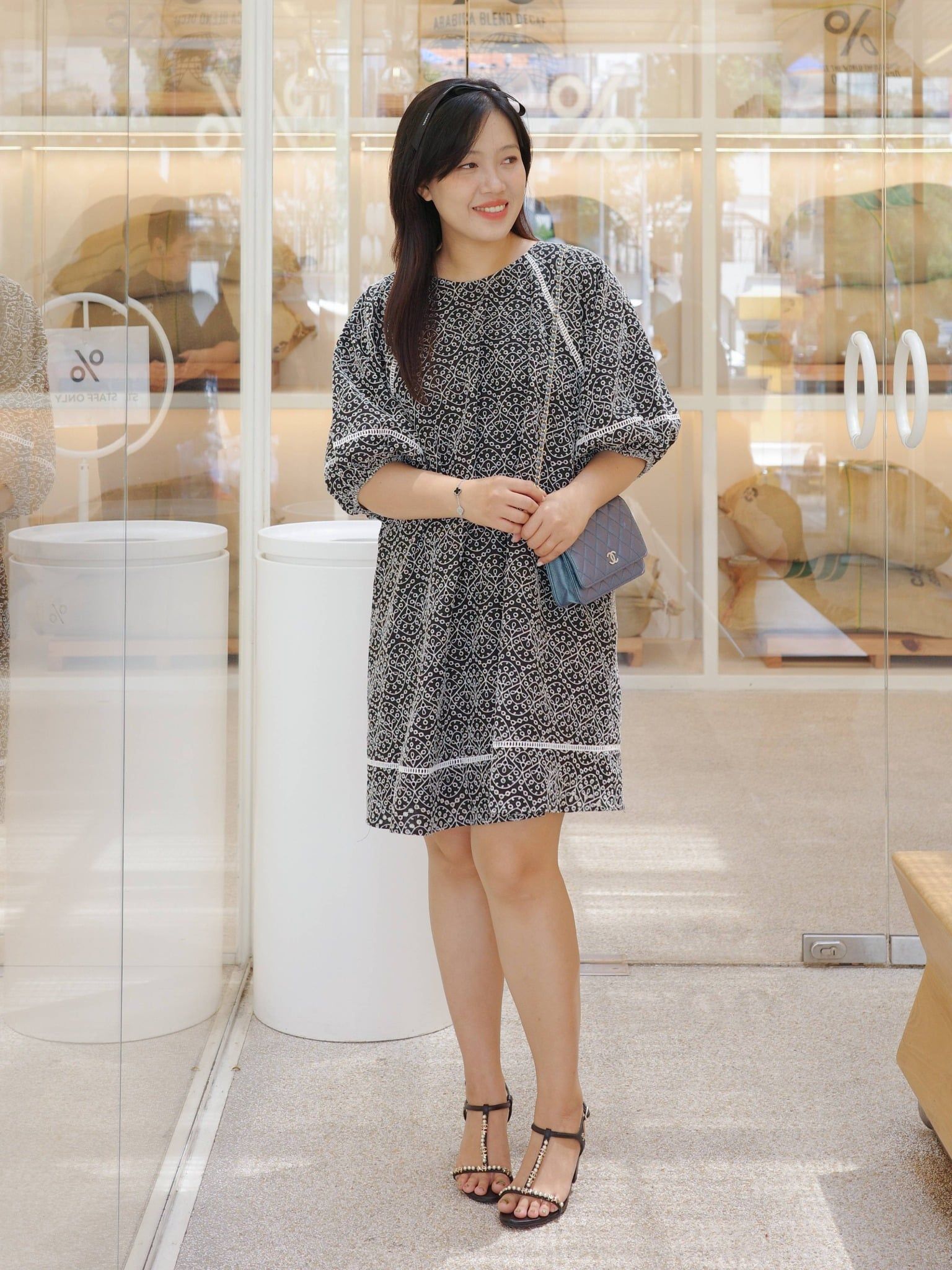  Đầm cotton thêu tay bồng | Mauve Embroidered Cotton dress 