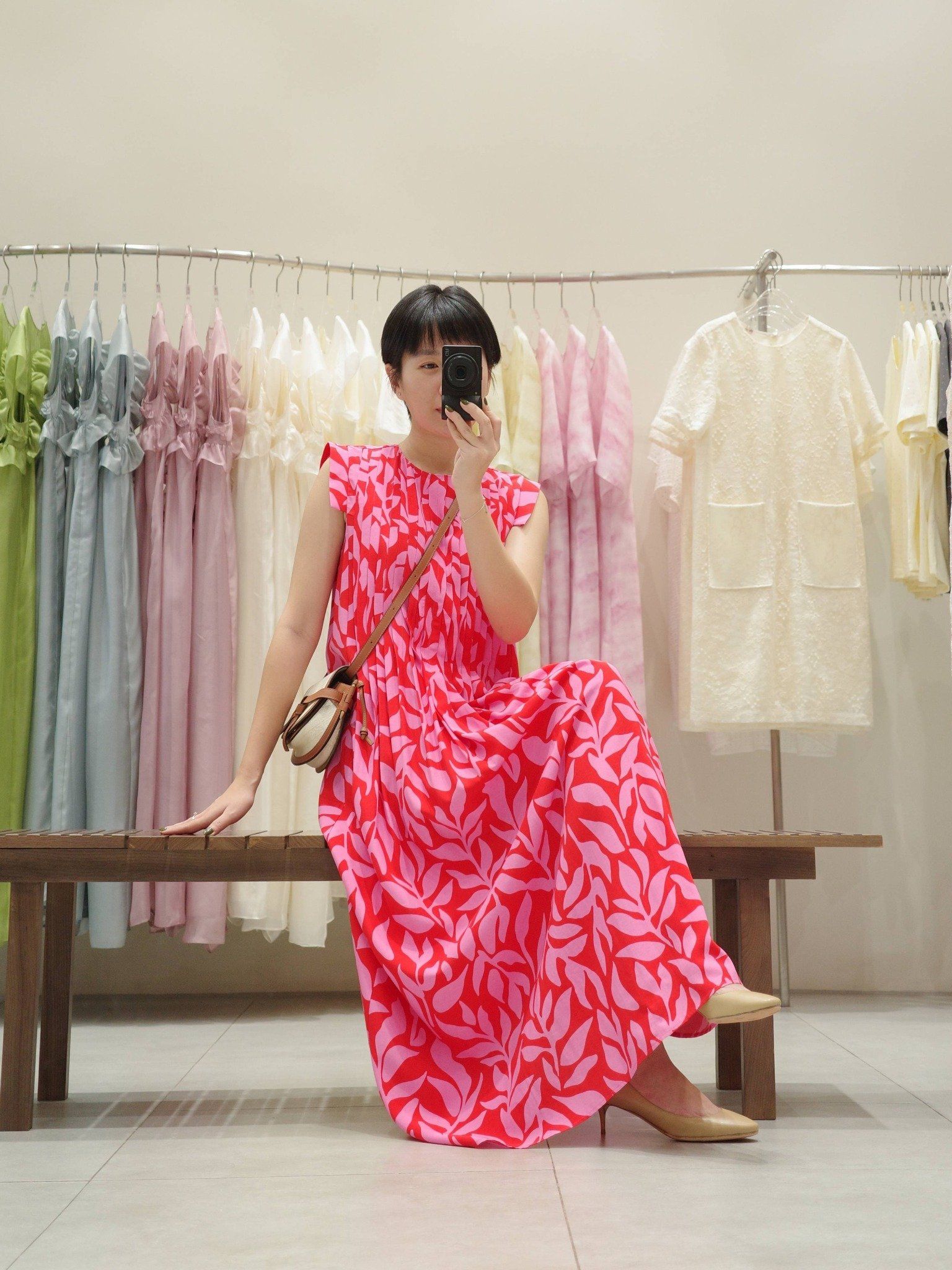  Đầm hoạ tiết xếp ly | Mauve Pattern dress 