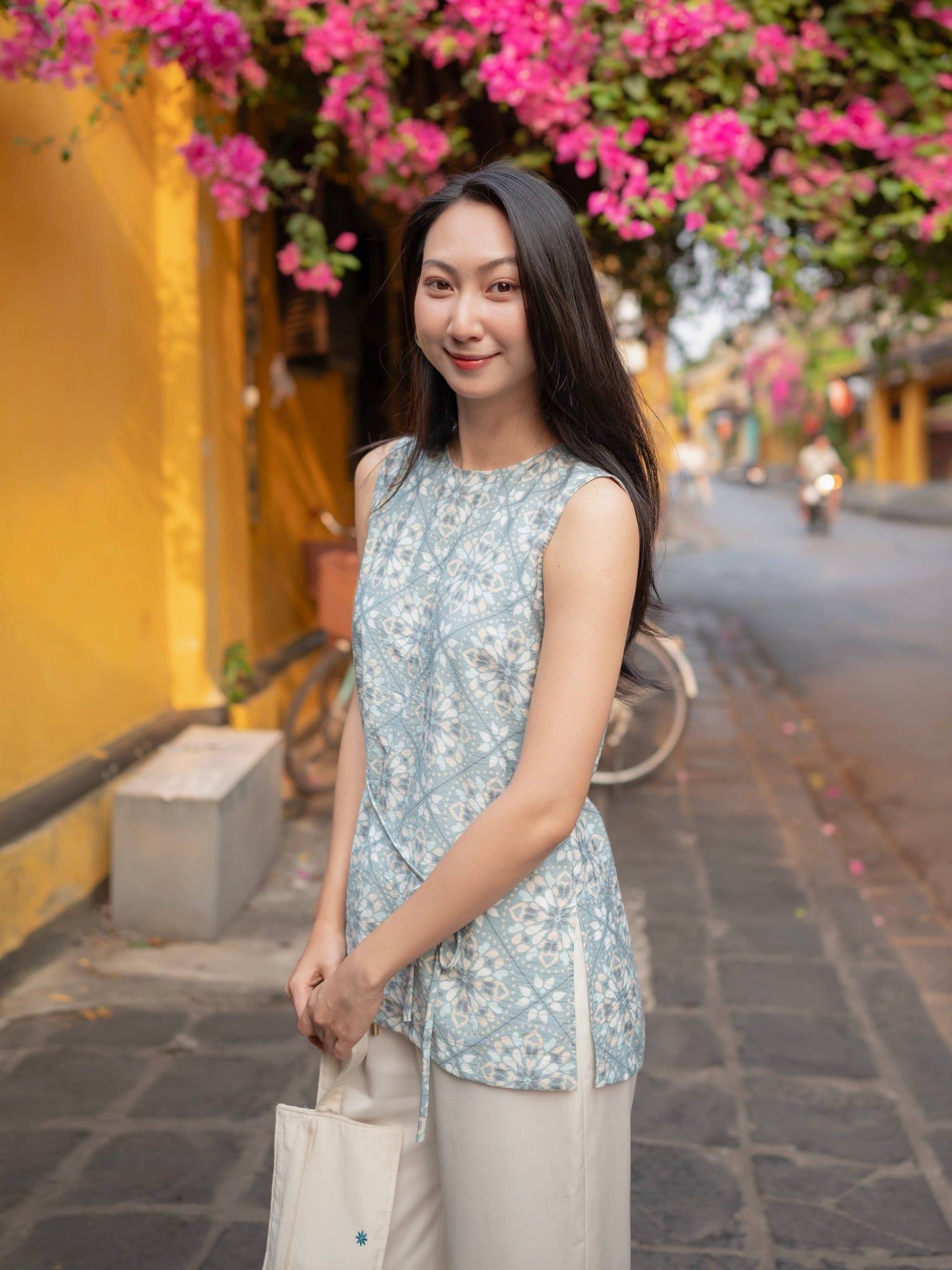  Áo họa tiết thắt eo | Mauve Daily Tie Top 