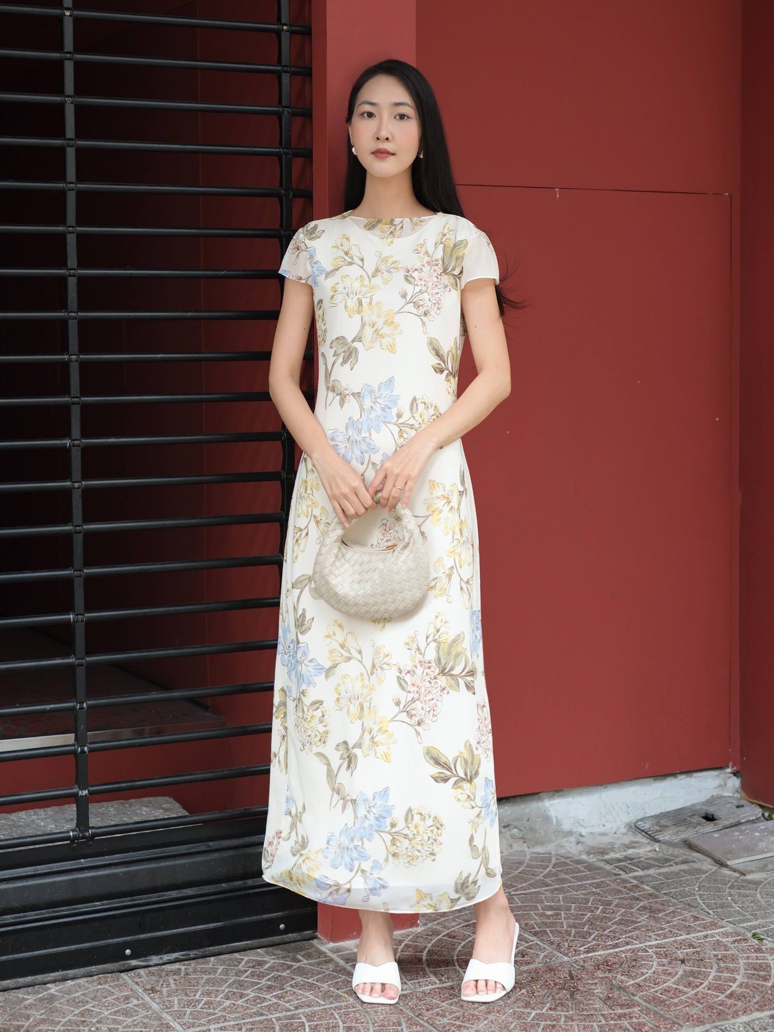  Đầm lụa ren hoa | Mauve Silk mesh dress 