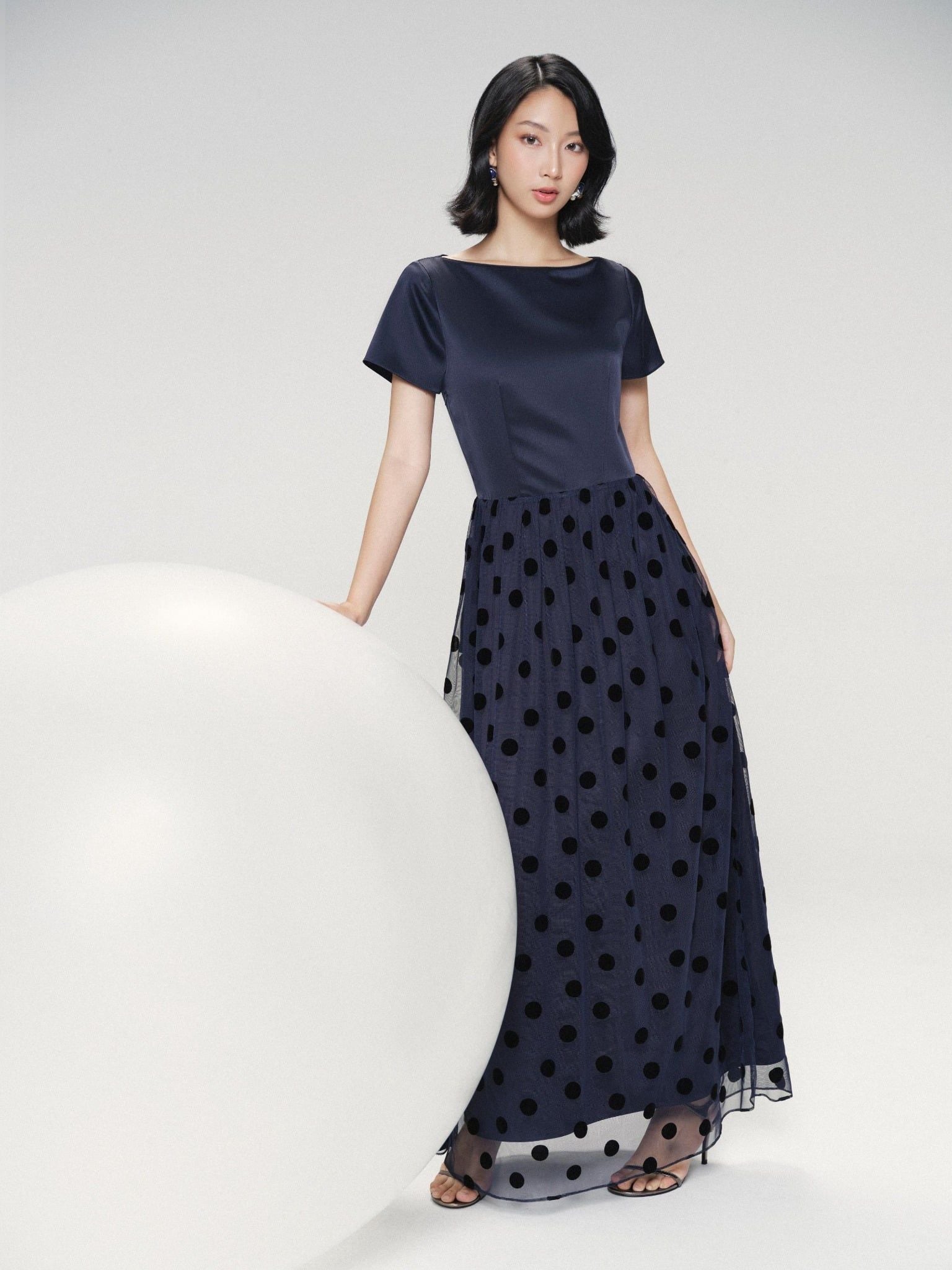  Đầm maxi tùng lưới | Mauve PolkaDot Tulle dress 