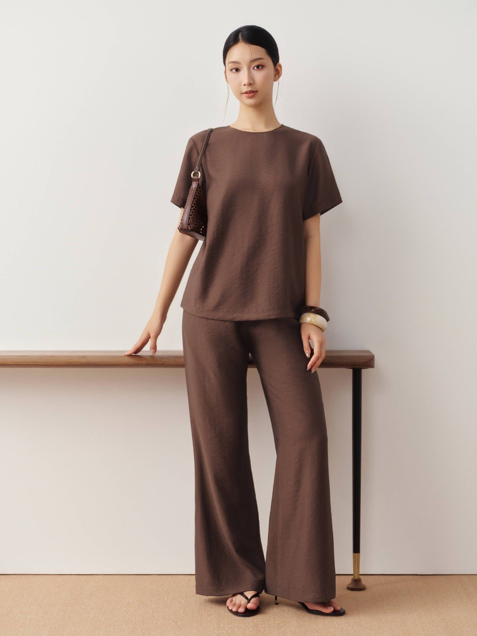  Quần suông ống loe | Mauve Comfy pants (lưng thun ngang rốn) 