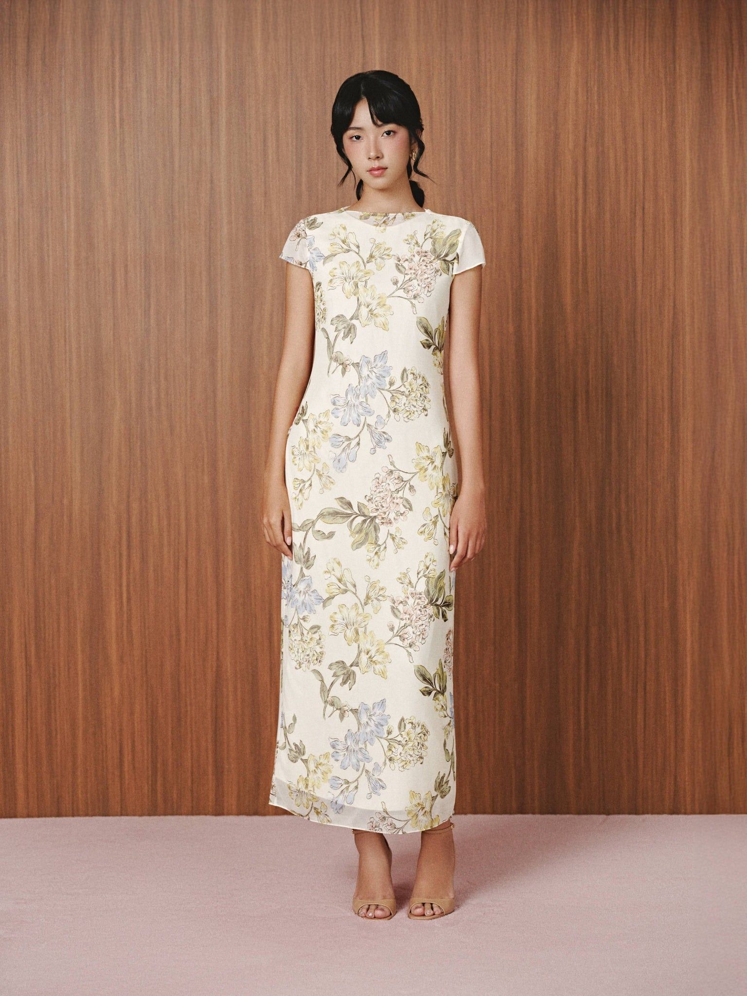  Đầm lụa ren hoa | Mauve Silk mesh dress 