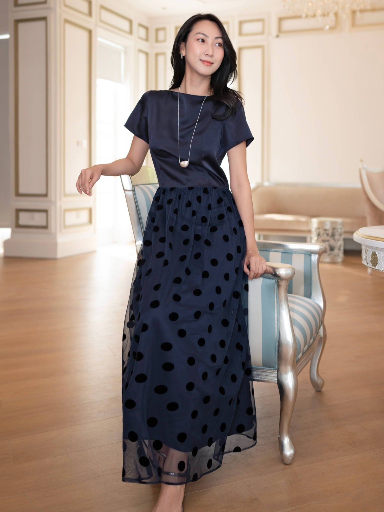  Đầm maxi tùng lưới | Mauve PolkaDot Tulle dress 