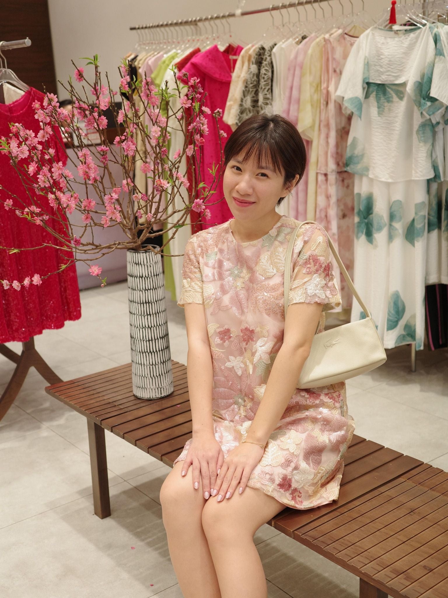  Đầm thêu kim sa 3D | Mauve Bloom dress 