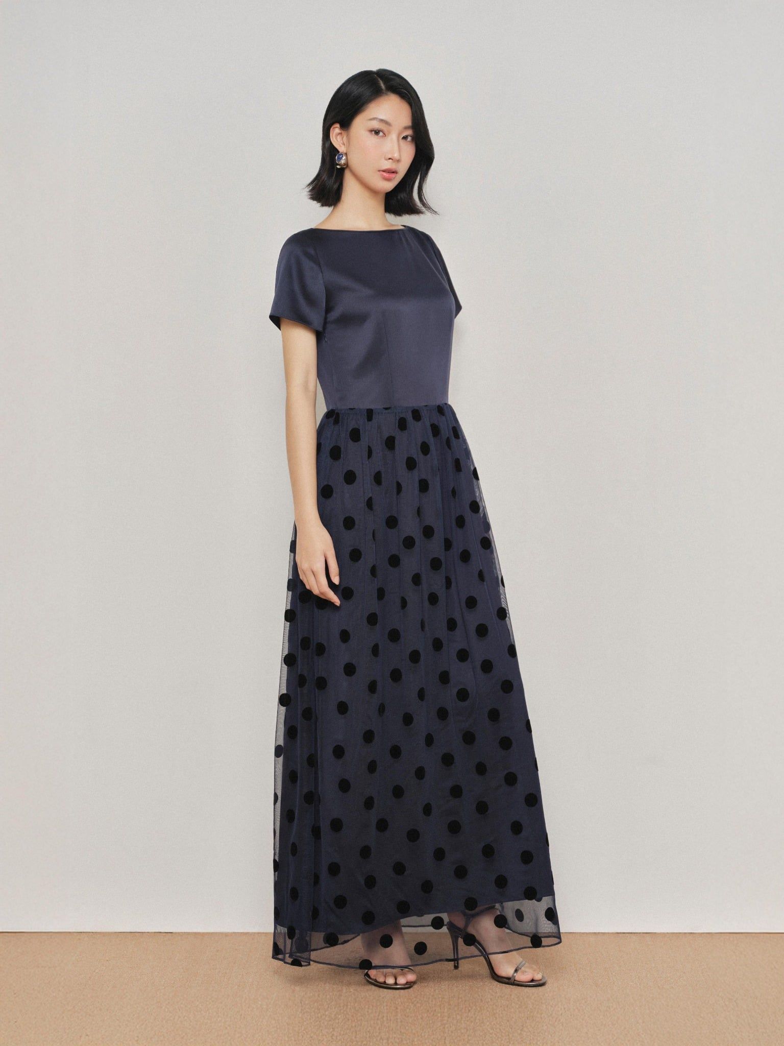  Đầm maxi tùng lưới | Mauve PolkaDot Tulle dress 