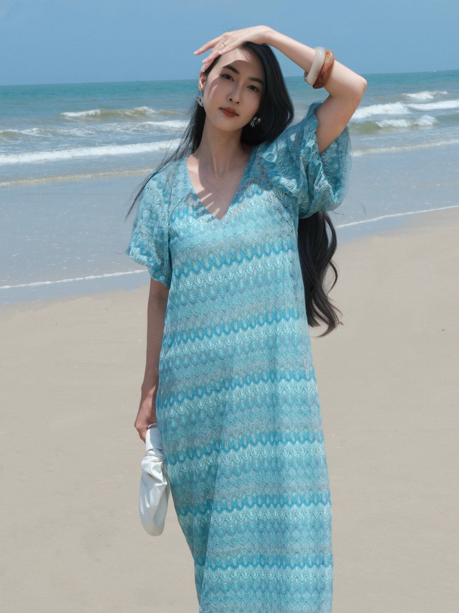  Đầm maxi ren tay bí | Mauve Lace dress 