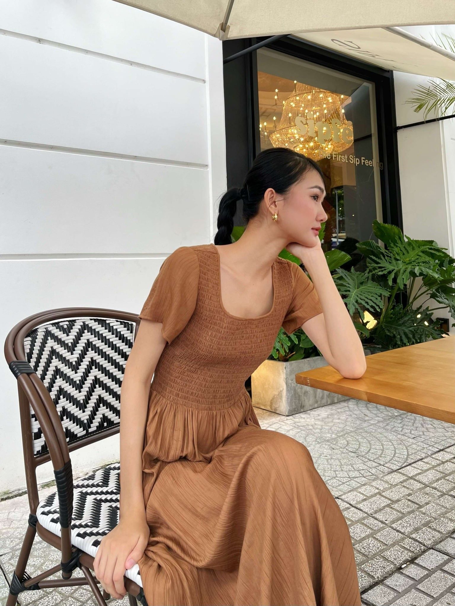  Đầm maxi cotton tơ vân gỗ Mauve Woody dress 