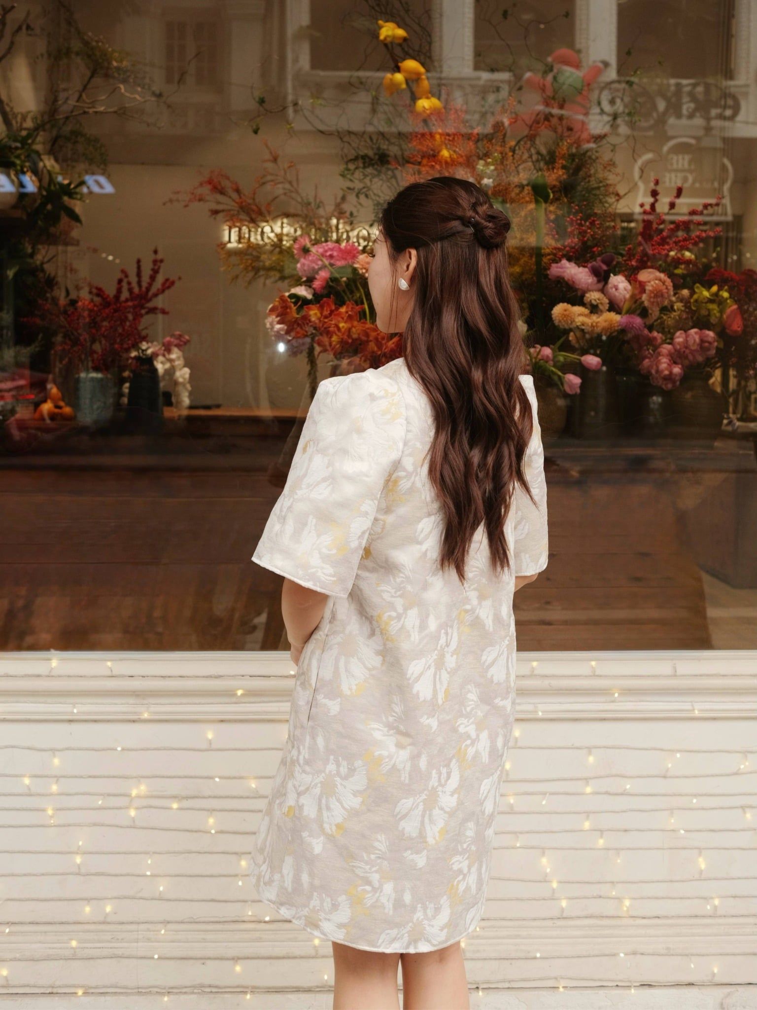  Đầm gấm tay chuông | Mauve Bell dress 