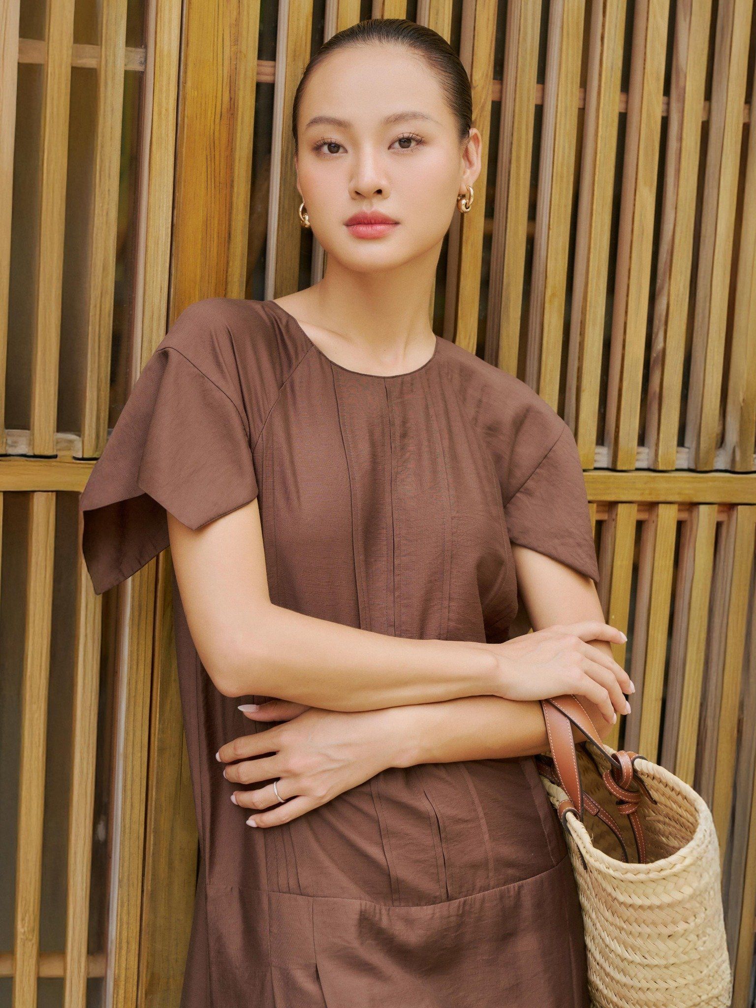  Đầm xếp ly tay rơi tự do | Mauve Pleated dress 